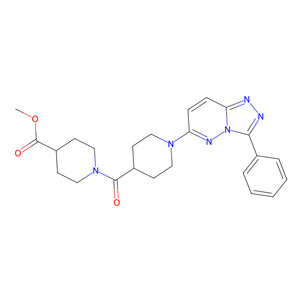 Methyl 1-{[1-(3-phenyl[1,2,4]triazolo[4,3-b]pyridazin-6-yl)piperidin-4-yl]carbonyl}piperidine-4-carboxylate molecular structure, CAS 1282131-90-1