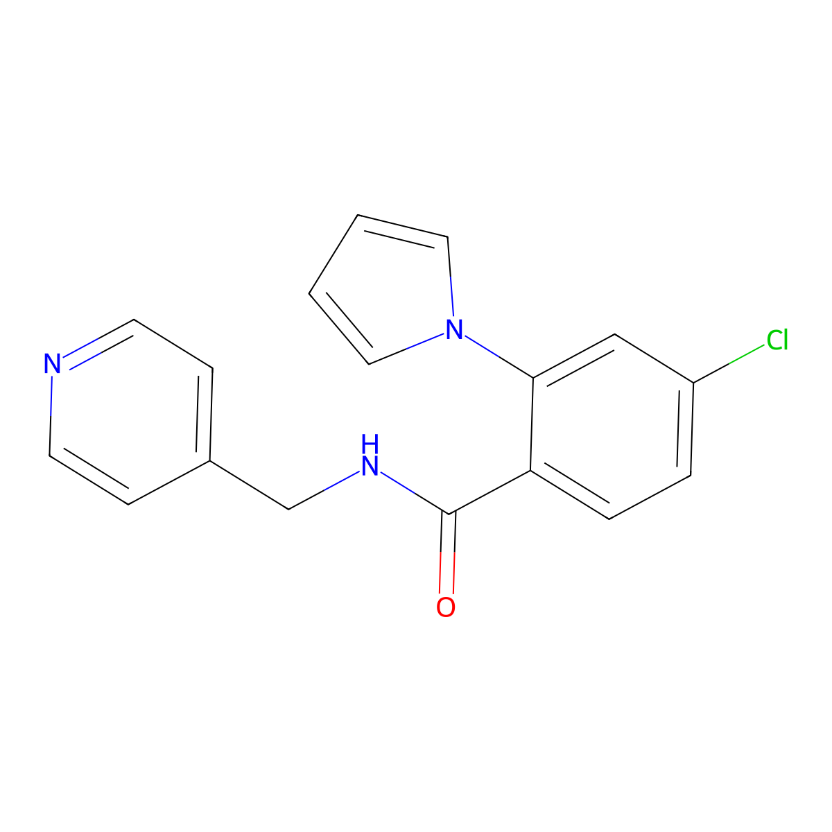 4-chloro-N-(pyridin-4-ylmethyl)-2-(1H-pyrrol-1-yl)benzamide molecular structure, CAS 1282131-93-4