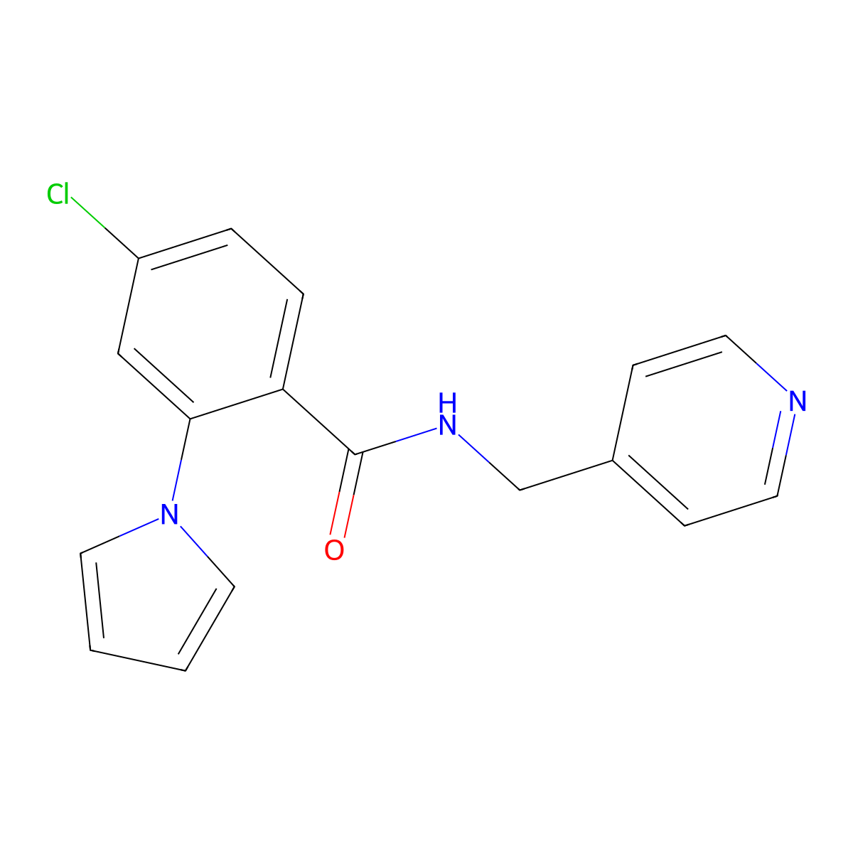 4-chloro-N-(pyridin-4-ylmethyl)-2-(1H-pyrrol-1-yl)benzamide molecular structure, CAS 1282131-93-4