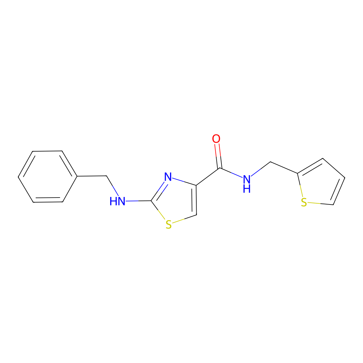 2-(benzylamino)-N-(2-thienylmethyl)-1,3-thiazole-4-carboxamide molecular structure, CAS 1282131-98-9