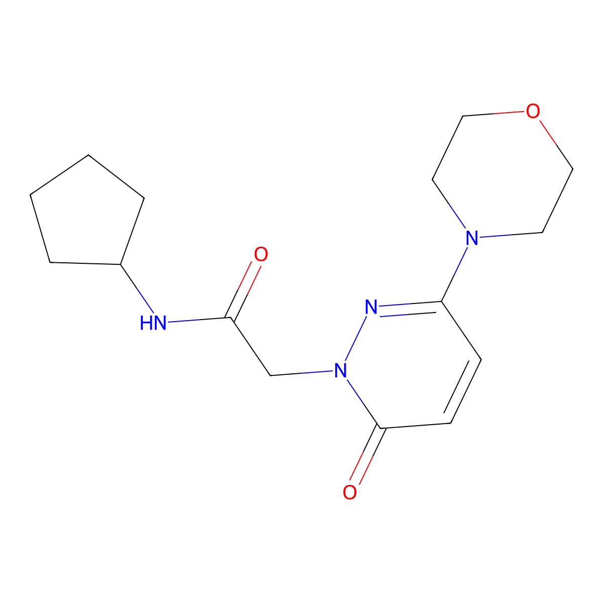 N-cyclopentyl-2-[3-(morpholin-4-yl)-6-oxopyridazin-1(6H)-yl]acetamide molecular structure, CAS 1282132-03-9