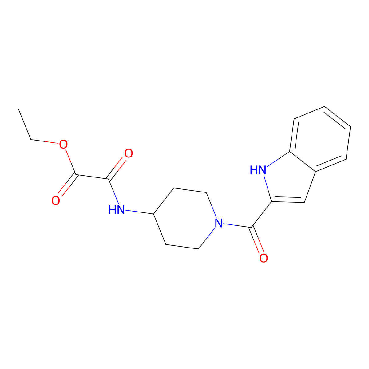 ethyl {[1-(1H-indol-2-ylcarbonyl)piperidin-4-yl]amino}(oxo)acetate molecular structure, CAS 1282132-06-2