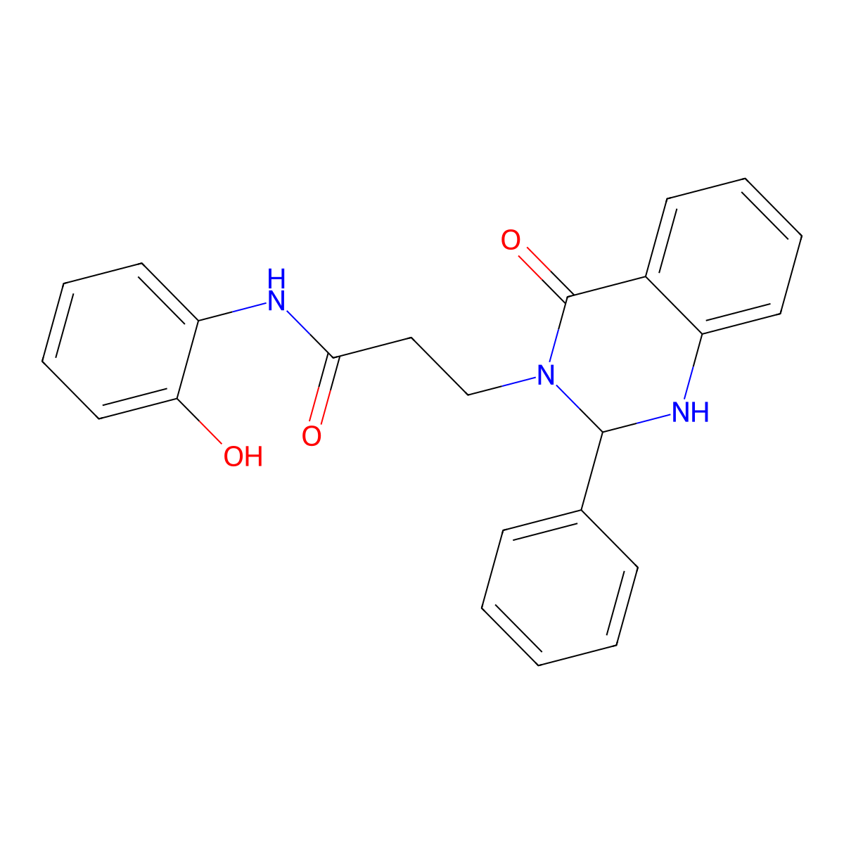 N-(2-hydroxyphenyl)-3-(4-oxo-2-phenyl-1,4-dihydroquinazolin-3(2H)-yl)propanamide molecular structure, CAS 1282132-32-4