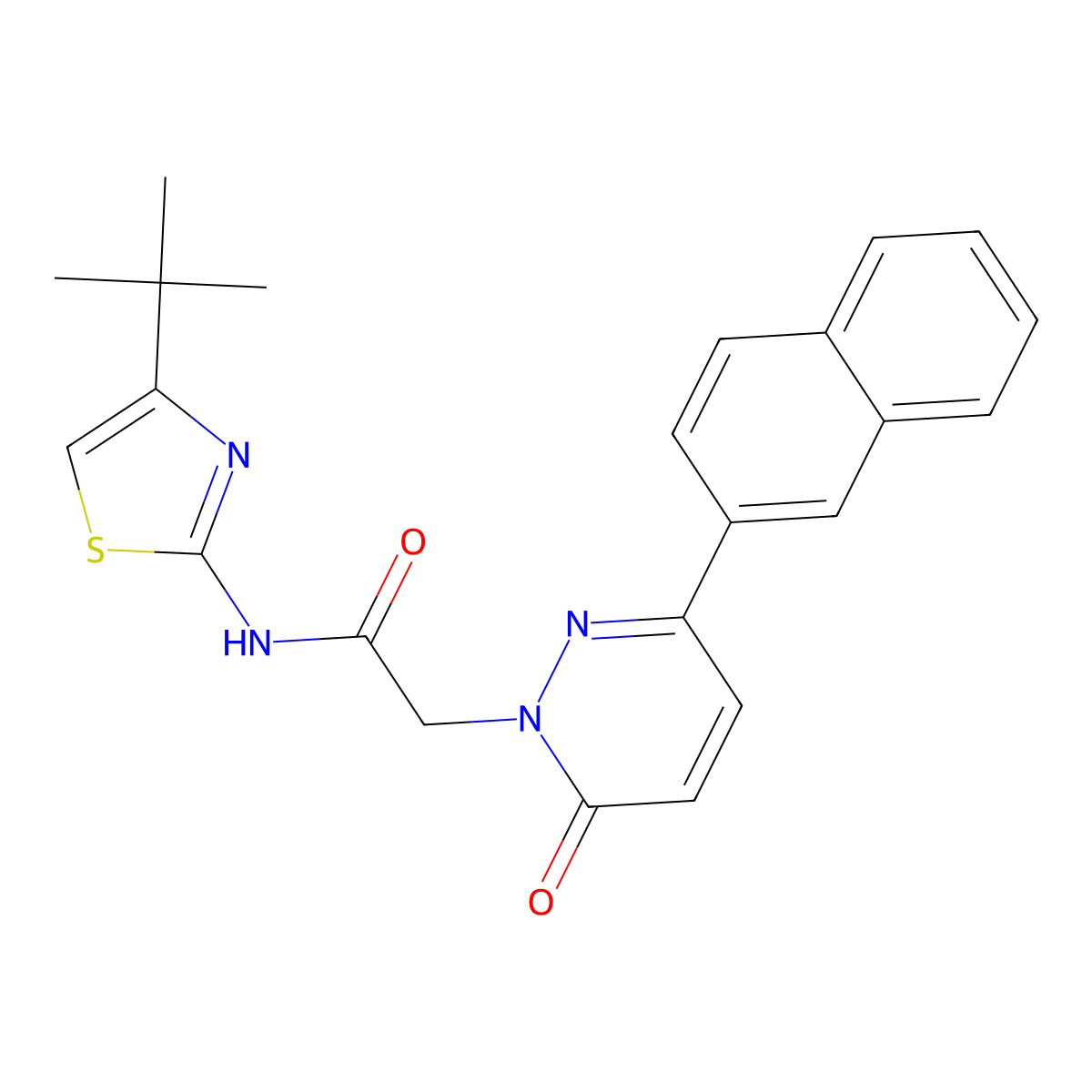 N-[(2Z)-4-tert-butyl-1,3-thiazol-2(3H)-ylidene]-2-[3-(naphthalen-2-yl)-6-oxopyridazin-1(6H)-yl]acetamide molecular structure, CAS 1282132-35-7