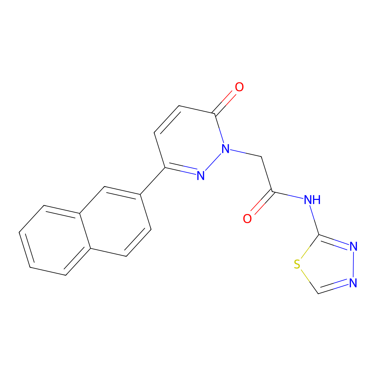 2-[3-(naphthalen-2-yl)-6-oxopyridazin-1(6H)-yl]-N-[(2E)-1,3,4-thiadiazol-2(3H)-ylidene]acetamide molecular structure, CAS 1282132-38-0