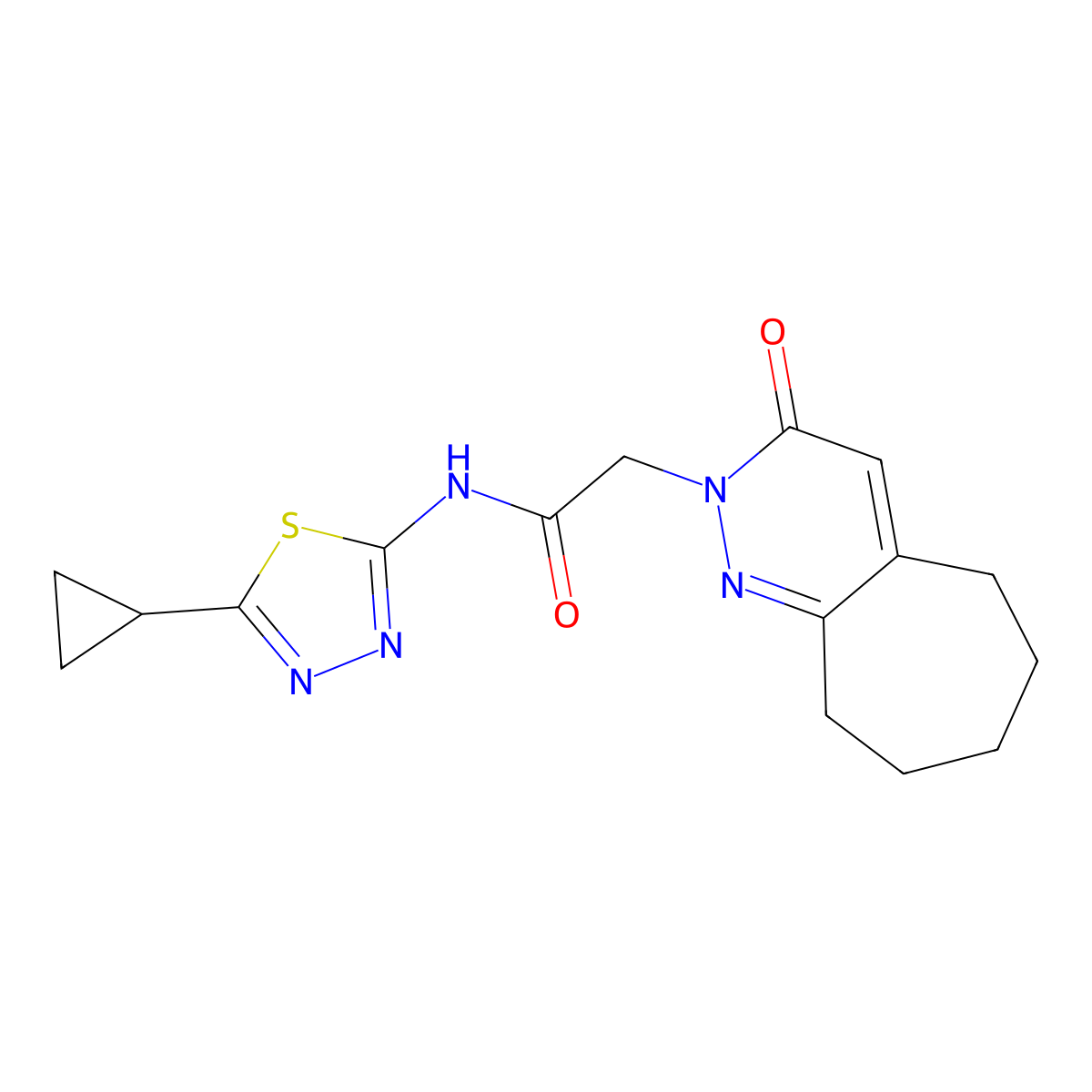 N-(5-cyclopropyl-1,3,4-thiadiazol-2-yl)-2-(3-oxo-3,5,6,7,8,9-hexahydro-2H-cyclohepta[c]pyridazin-2-yl)acetamide molecular structure, CAS 1282132-41-5