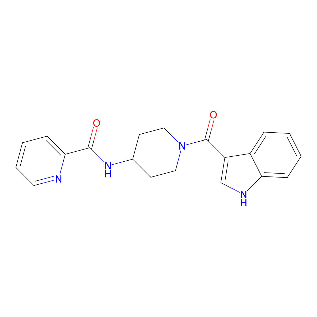 N-[1-(1H-indol-3-ylcarbonyl)piperidin-4-yl]pyridine-2-carboxamide molecular structure, CAS 1282132-42-6