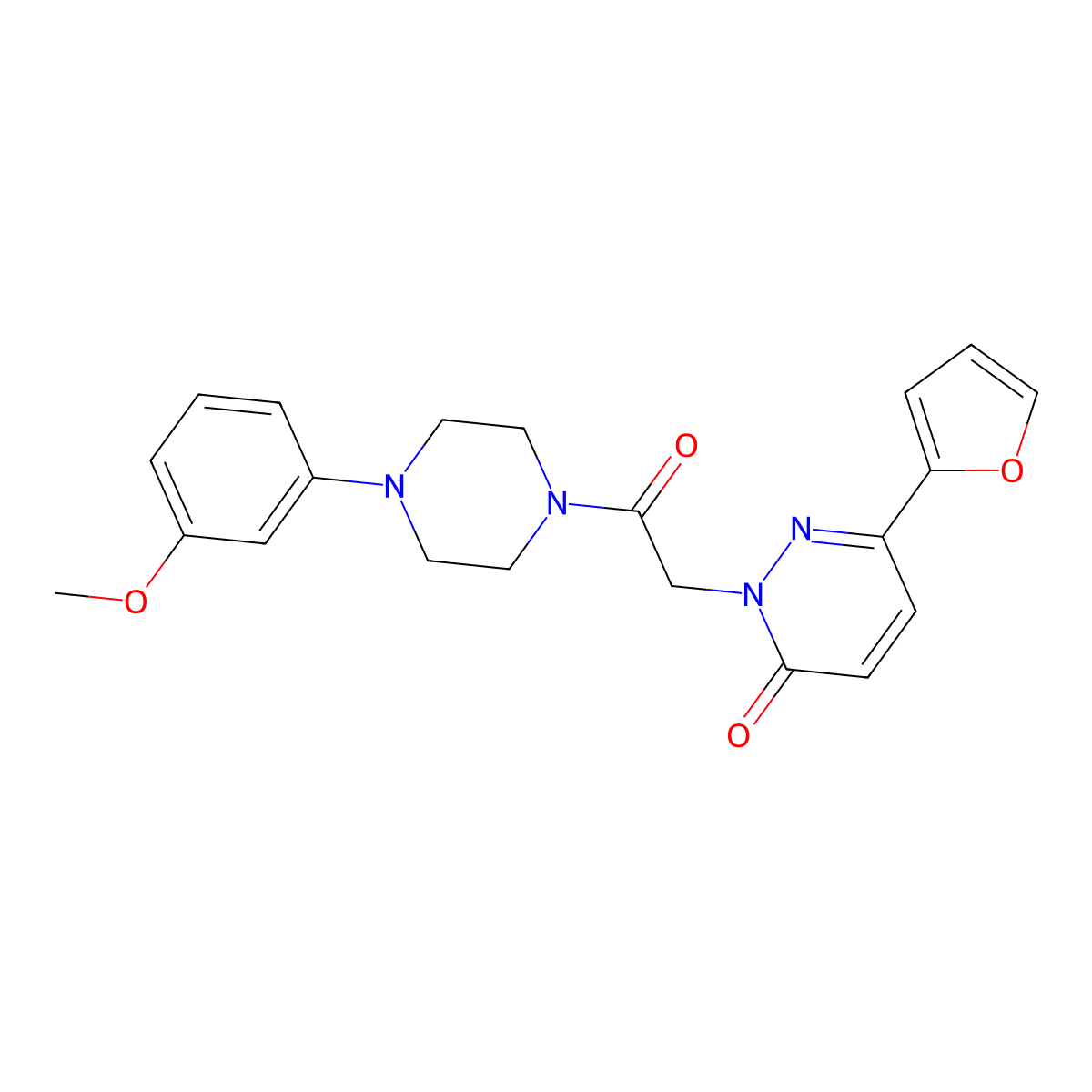 6-(2-furyl)-2-{2-[4-(3-methoxyphenyl)piperazino]-2-oxoethyl}-3(2H)-pyridazinone molecular structure, CAS 1282132-71-1