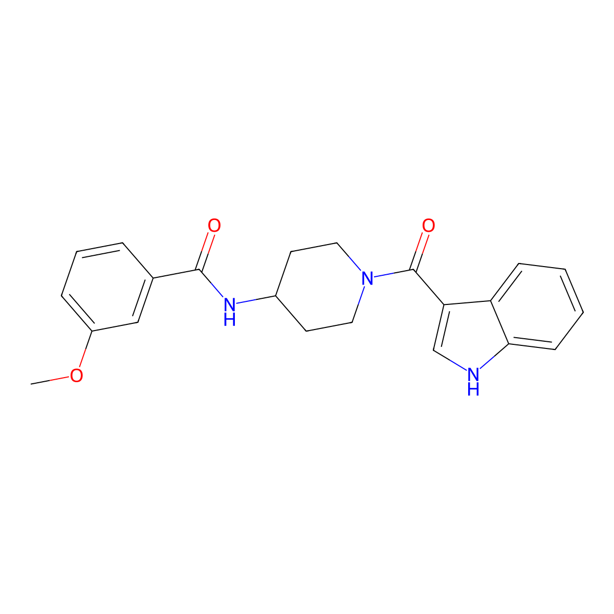 N-[1-(1H-indol-3-ylcarbonyl)piperidin-4-yl]-3-methoxybenzamide molecular structure, CAS 1282132-96-0