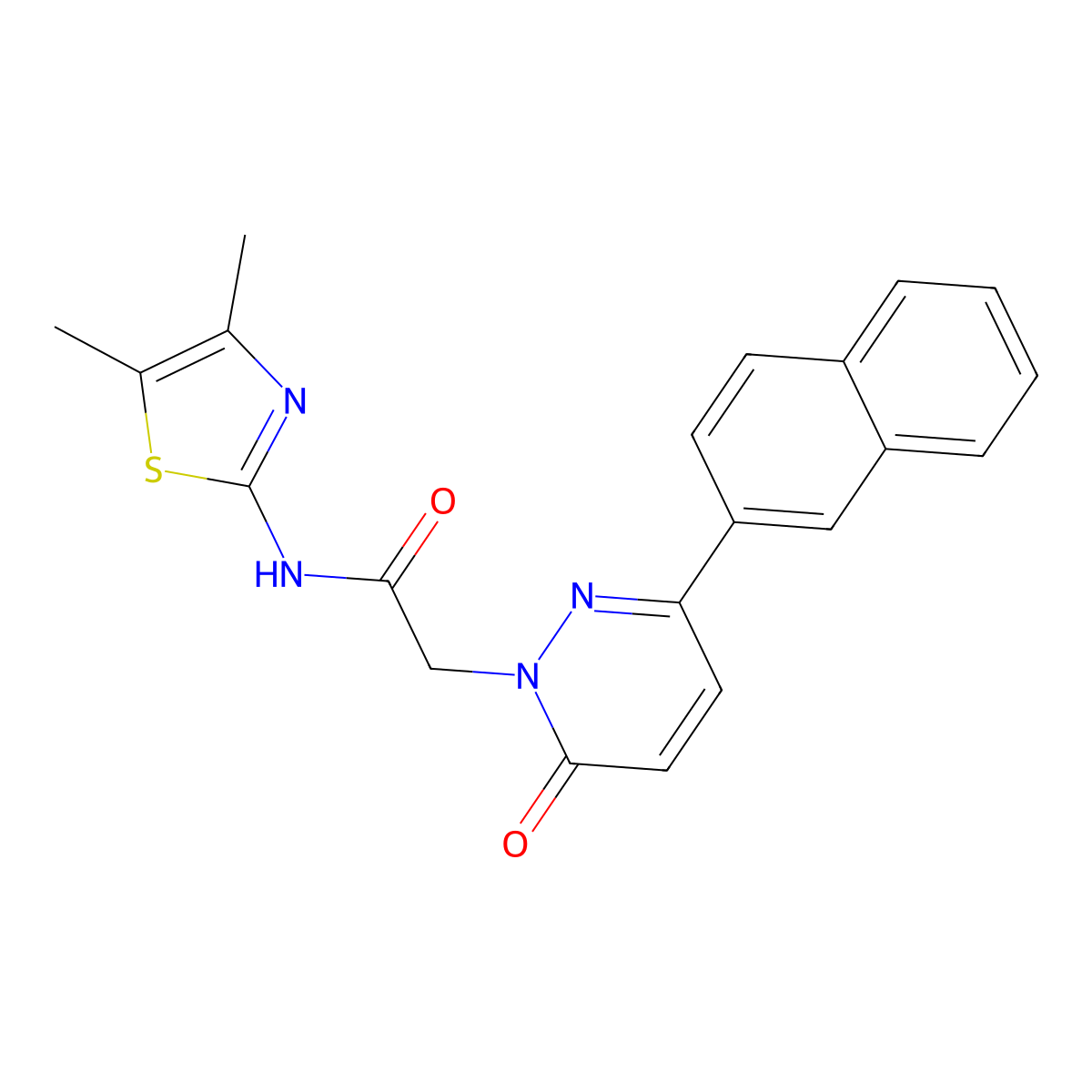 N-[(2Z)-4,5-dimethyl-1,3-thiazol-2(3H)-ylidene]-2-[3-(naphthalen-2-yl)-6-oxopyridazin-1(6H)-yl]acetamide molecular structure, CAS 1282133-00-9