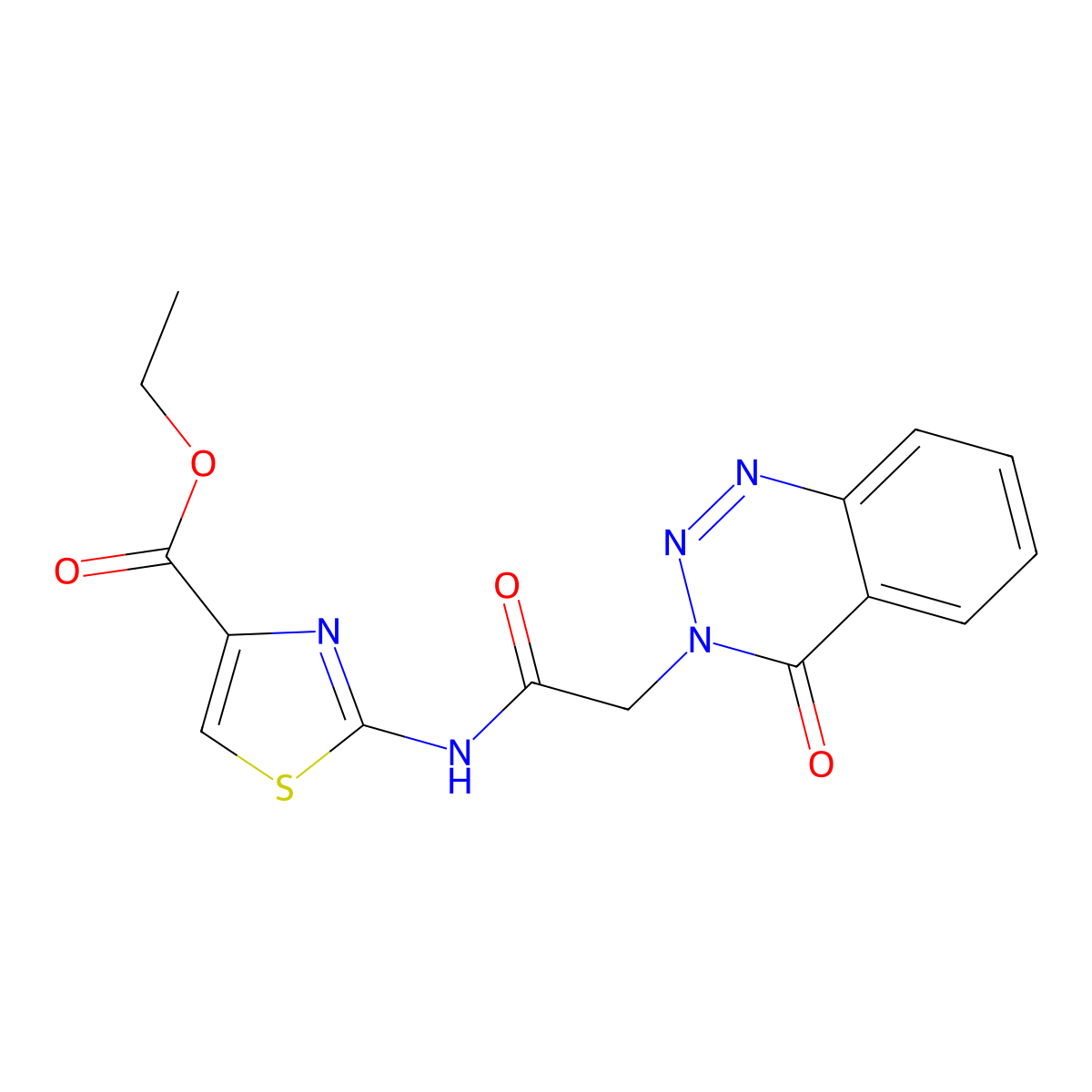 ethyl 2-{[(4-oxo-1,2,3-benzotriazin-3(4H)-yl)acetyl]amino}-1,3-thiazole-4-carboxylate molecular structure, CAS 1282133-18-9