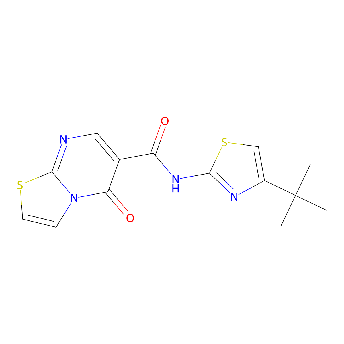 N-[(2Z)-4-tert-butyl-1,3-thiazol-2(3H)-ylidene]-5-oxo-5H-[1,3]thiazolo[3,2-a]pyrimidine-6-carboxamide molecular structure, CAS 1282133-26-9