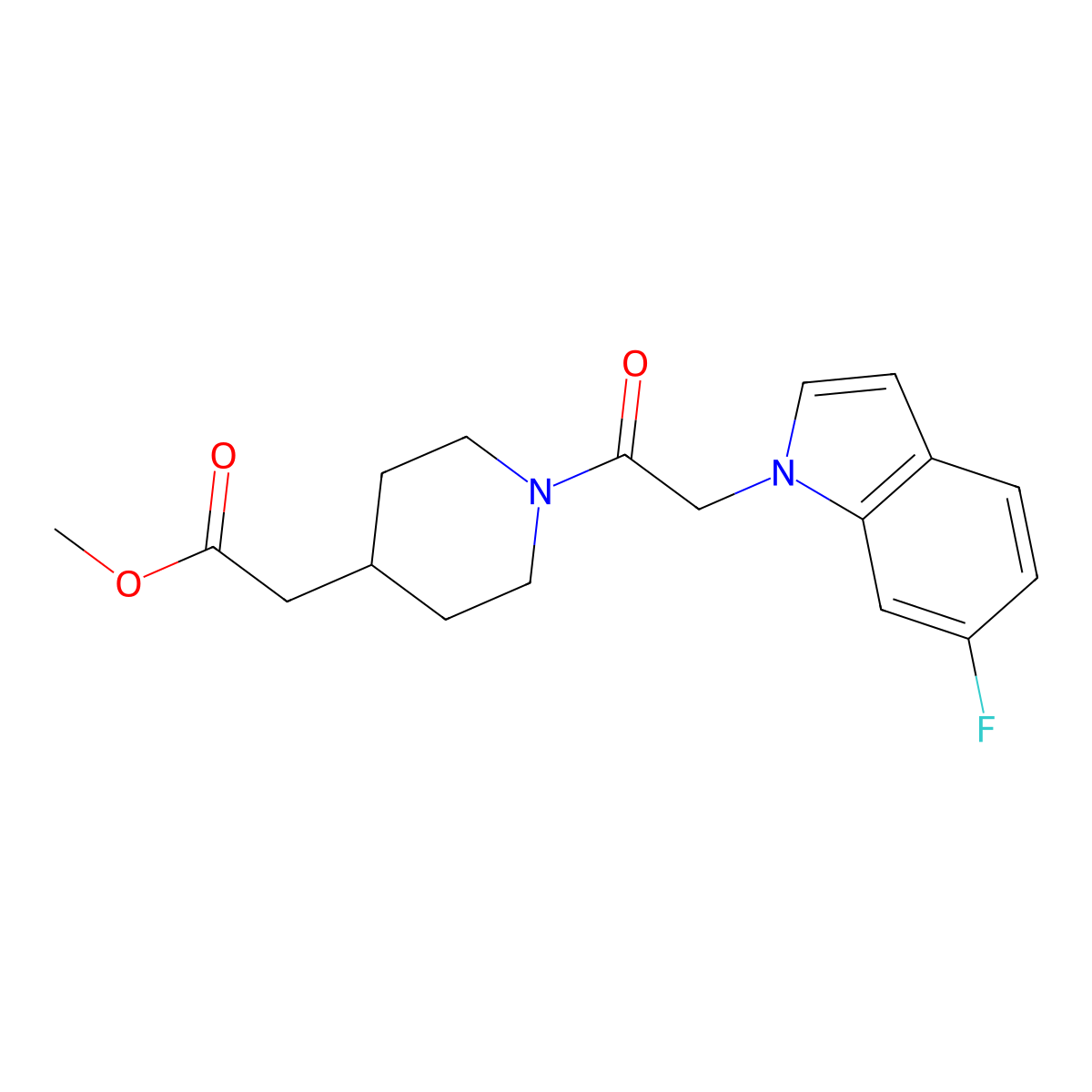methyl {1-[(6-fluoro-1H-indol-1-yl)acetyl]piperidin-4-yl}acetate molecular structure, CAS 1282133-27-0