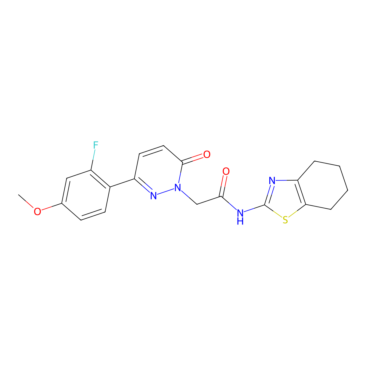 2-[3-(2-fluoro-4-methoxyphenyl)-6-oxopyridazin-1(6H)-yl]-N-[(2Z)-4,5,6,7-tetrahydro-1,3-benzothiazol-2(3H)-ylidene]acetamide molecular structure, CAS 1282133-28-1