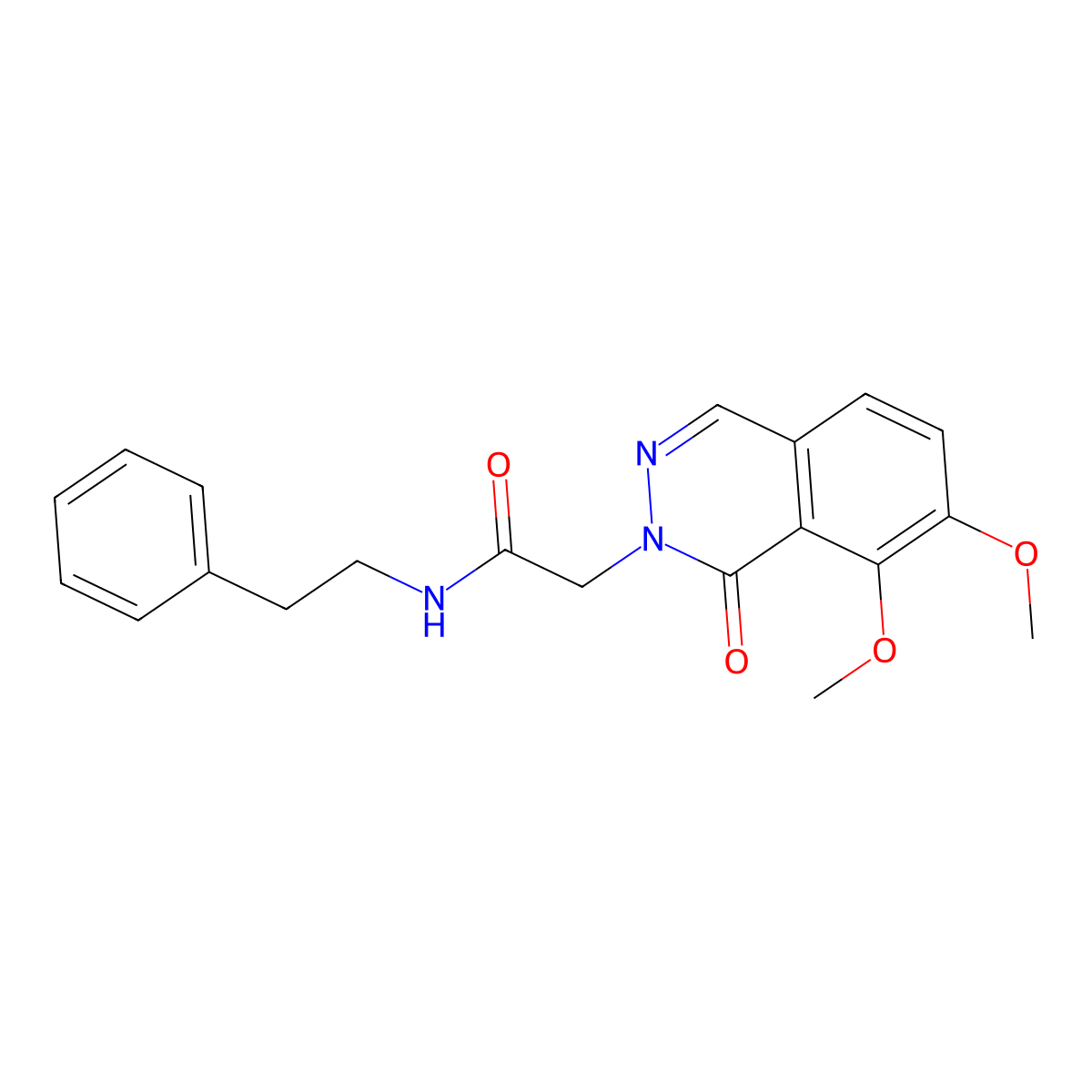 2-[7,8-dimethoxy-1-oxo-2(1H)-phthalazinyl]-N-phenethylacetamide molecular structure, CAS 1282133-39-4