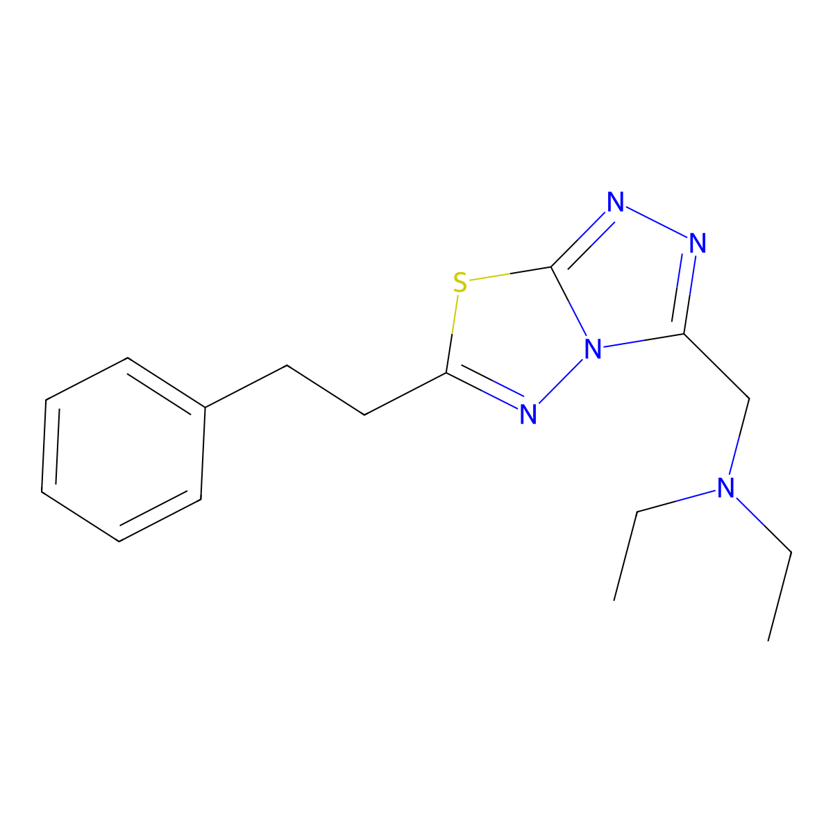 N-ethyl-N-{[6-(2-phenylethyl)[1,2,4]triazolo[3,4-b][1,3,4]thiadiazol-3-yl]methyl}ethanamine molecular structure, CAS 1282133-45-2