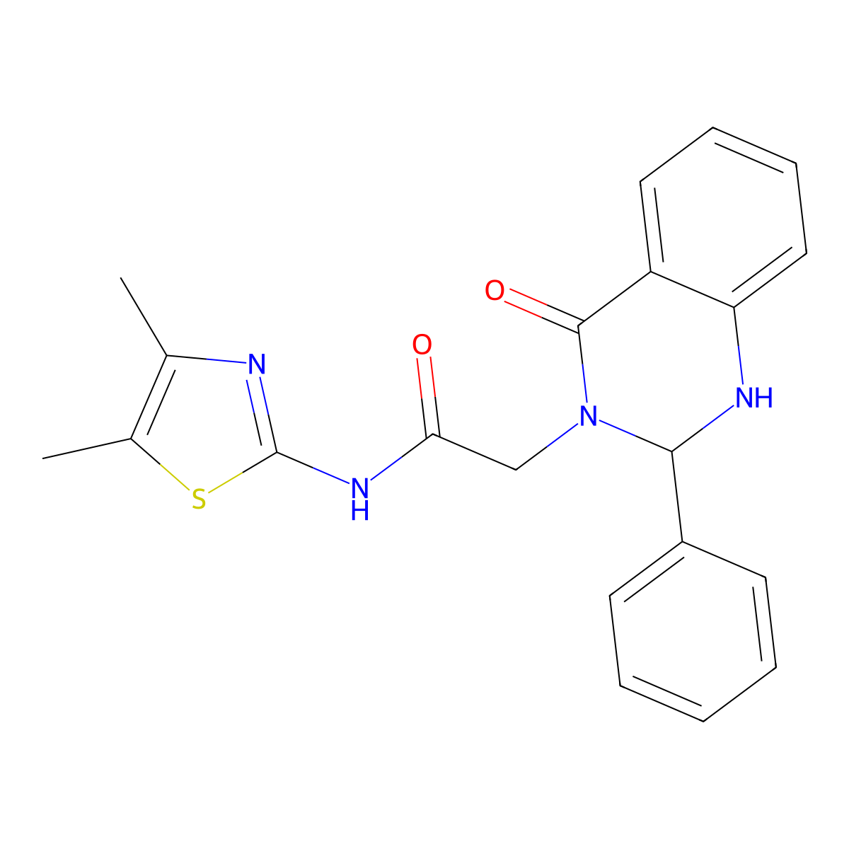 N-[(2Z)-4,5-dimethyl-1,3-thiazol-2(3H)-ylidene]-2-(4-oxo-2-phenyl-1,4-dihydroquinazolin-3(2H)-yl)acetamide molecular structure, CAS 1282133-49-6