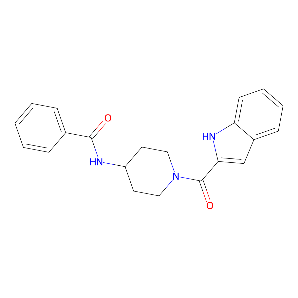 N-[1-(1H-indol-2-ylcarbonyl)piperidin-4-yl]benzamide molecular structure, CAS 1282133-62-3