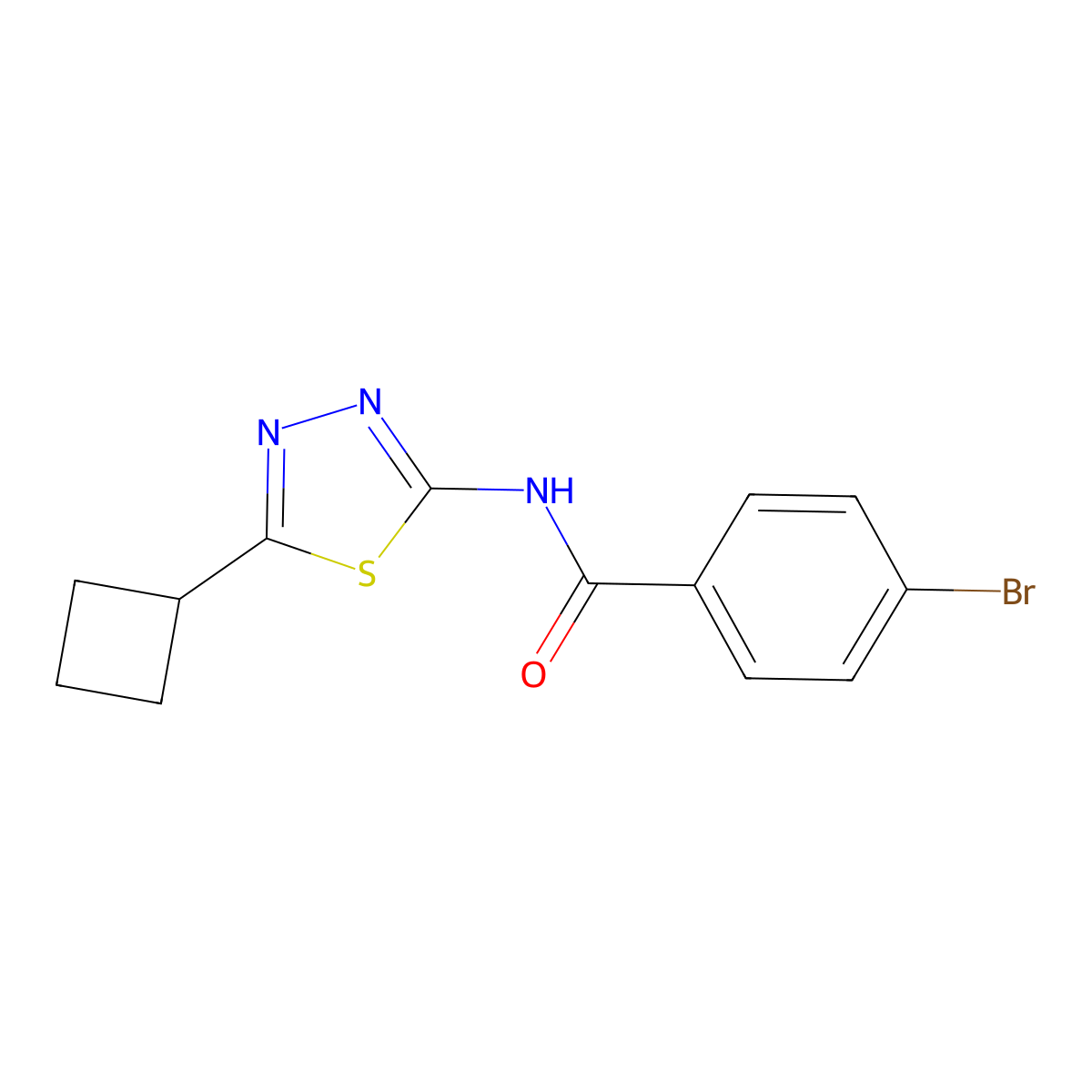 4-bromo-N-(5-cyclobutyl-1,3,4-thiadiazol-2-yl)benzamide molecular structure, CAS 1282133-65-6