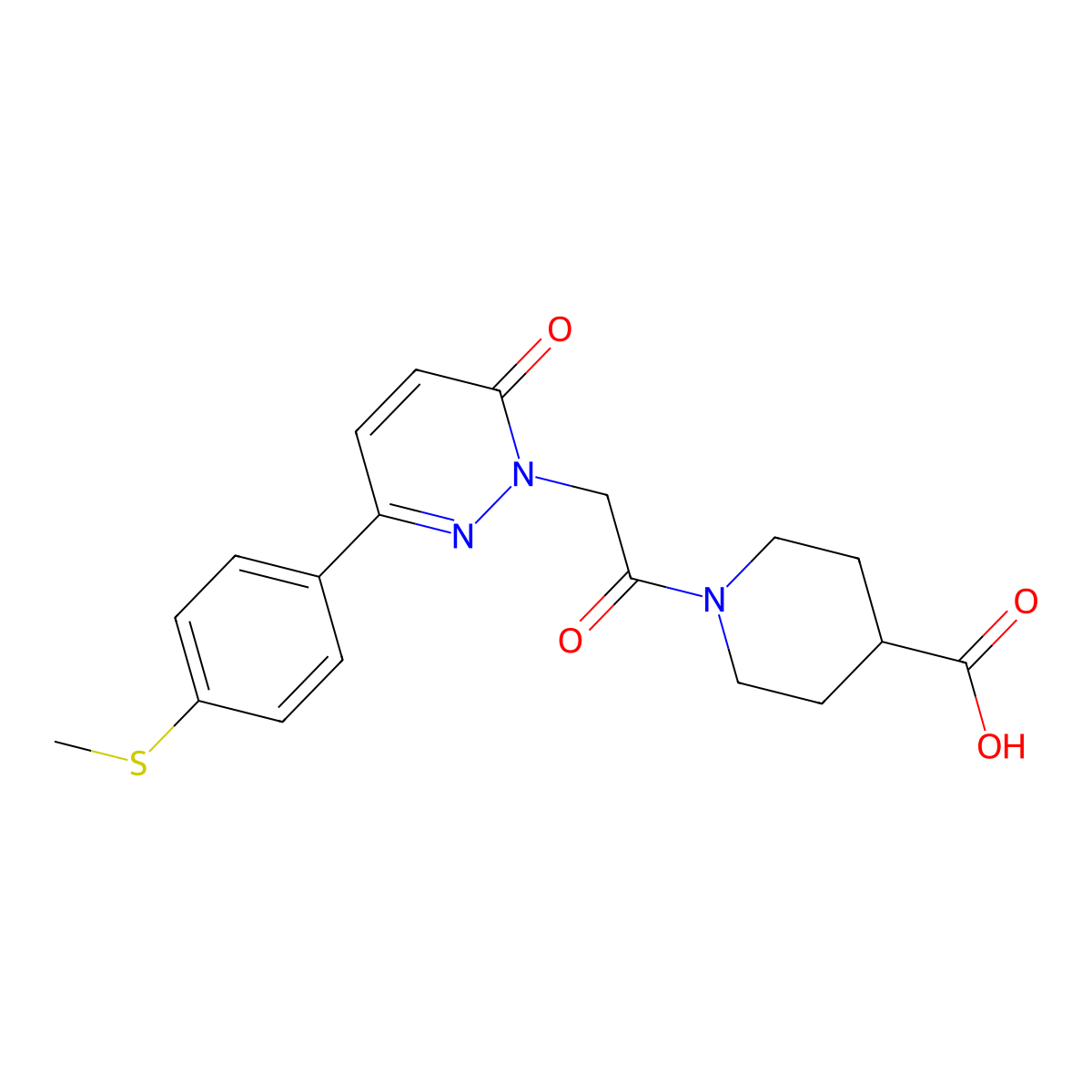 1-({3-[4-(methylsulfanyl)phenyl]-6-oxopyridazin-1(6H)-yl}acetyl)piperidine-4-carboxylic acid molecular structure, CAS 1282133-67-8