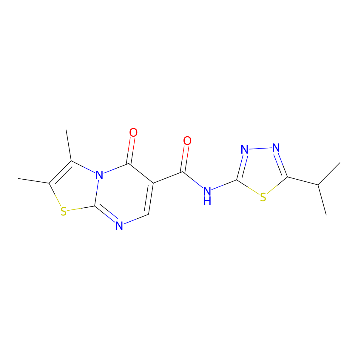 2,3-dimethyl-5-oxo-N-[(2Z)-5-(propan-2-yl)-1,3,4-thiadiazol-2(3H)-ylidene]-5H-[1,3]thiazolo[3,2-a]pyrimidine-6-carboxamide molecular structure, CAS 1282133-88-3