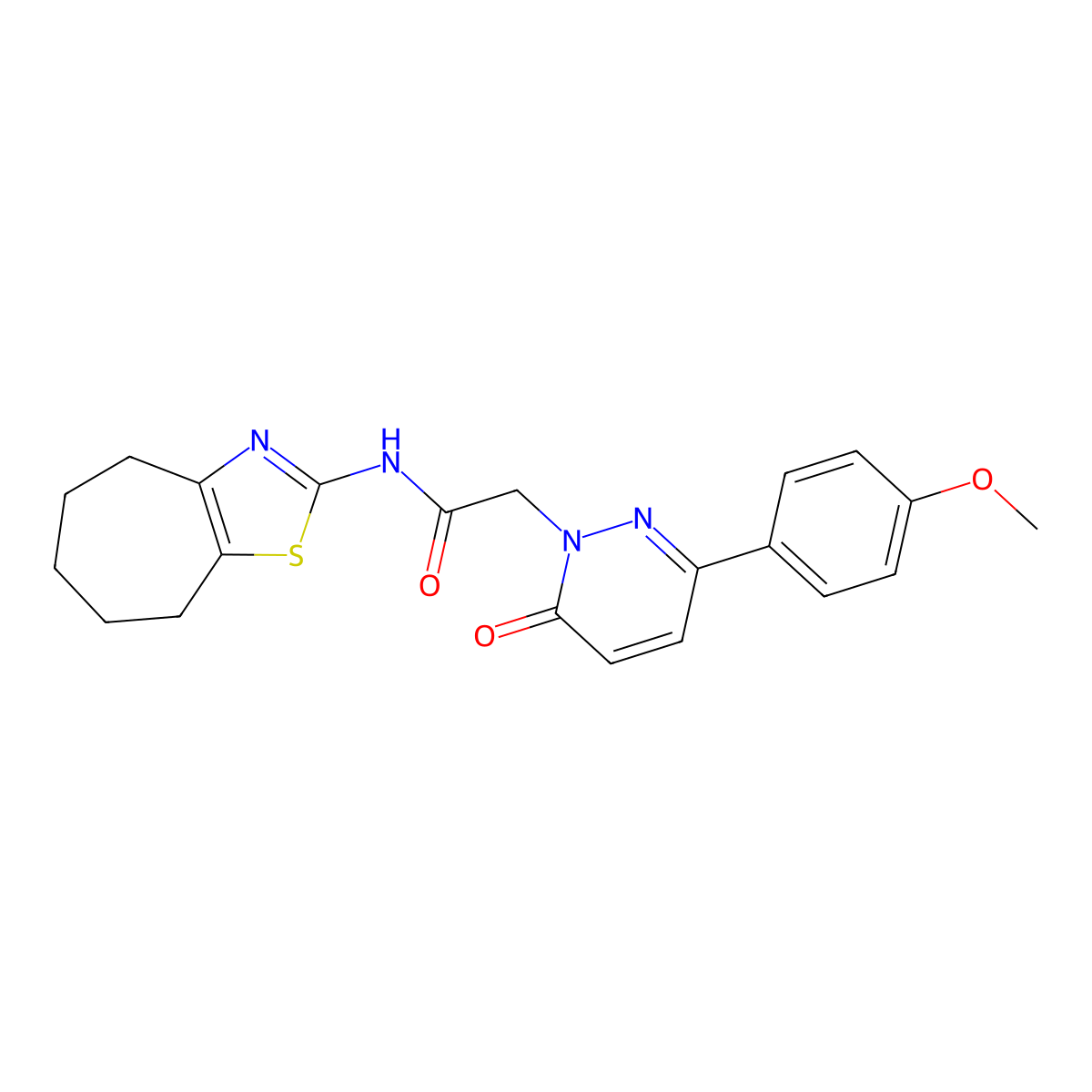N-[(2Z)-3,4,5,6,7,8-hexahydro-2H-cyclohepta[d][1,3]thiazol-2-ylidene]-2-[3-(4-methoxyphenyl)-6-oxopyridazin-1(6H)-yl]acetamide molecular structure, CAS 1282133-94-1