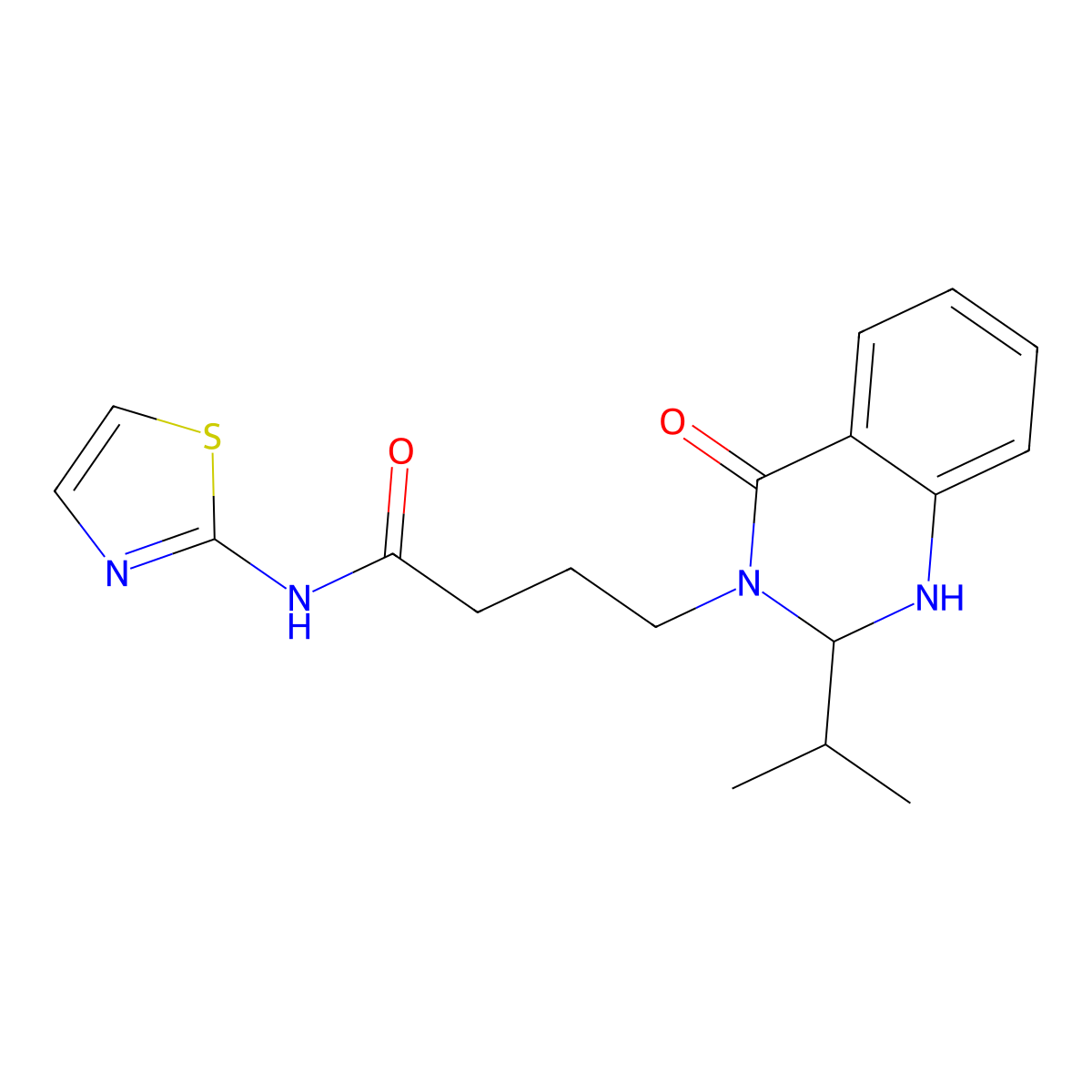 4-[4-oxo-2-(propan-2-yl)-1,4-dihydroquinazolin-3(2H)-yl]-N-(1,3-thiazol-2-yl)butanamide molecular structure, CAS 1282133-98-5