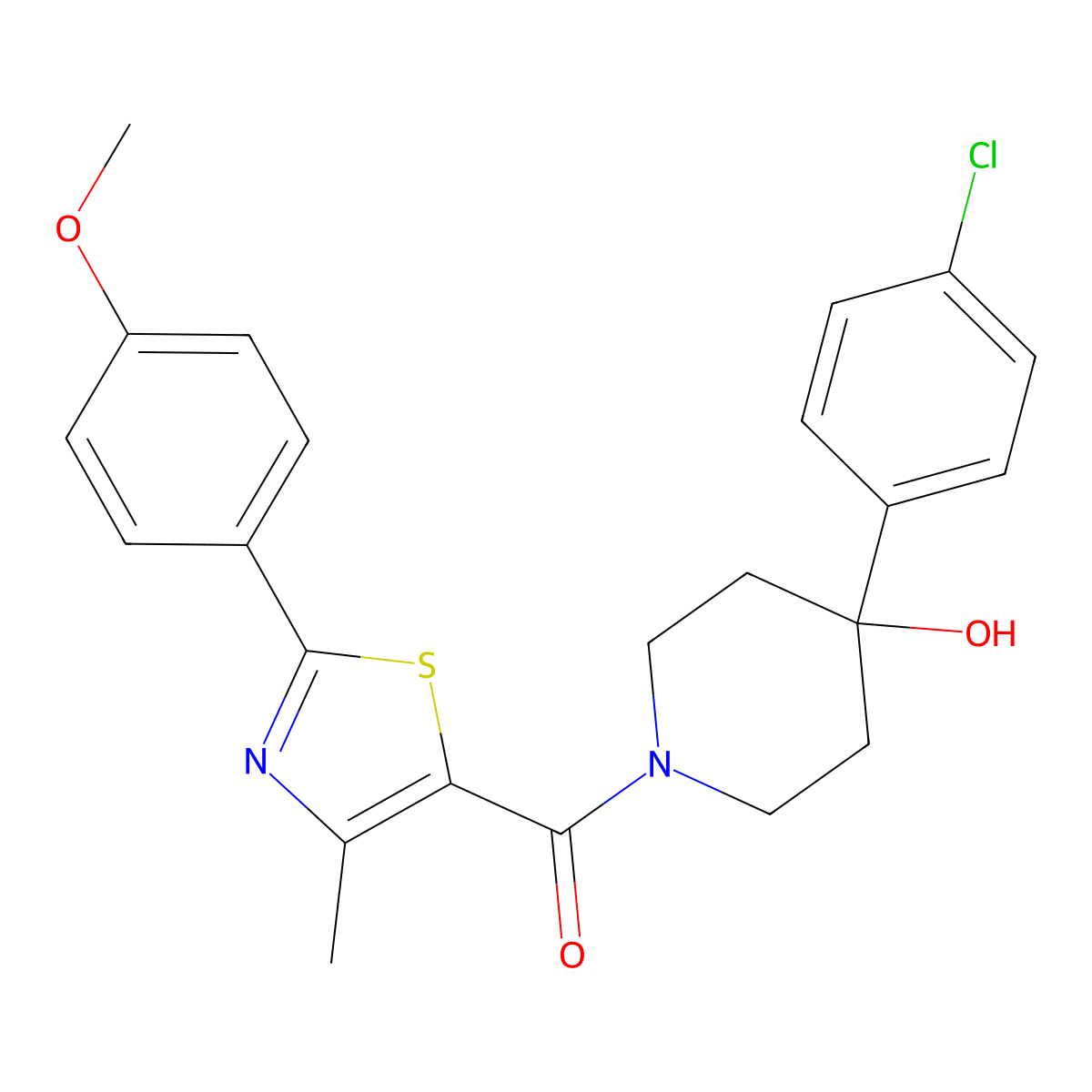 [4-(4-Chlorophenyl)-4-hydroxypiperidin-1-yl][2-(4-methoxyphenyl)-4-methyl-1,3-thiazol-5-yl]methanone molecular structure, CAS 1282134-08-0