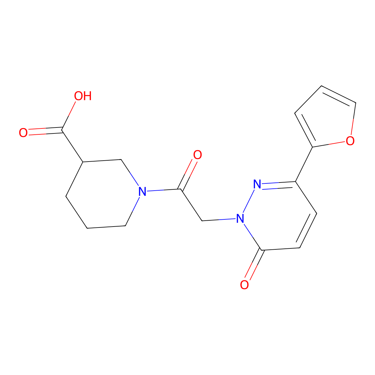 1-{[3-(furan-2-yl)-6-oxopyridazin-1(6H)-yl]acetyl}piperidine-3-carboxylic acid molecular structure, CAS 1282140-41-3