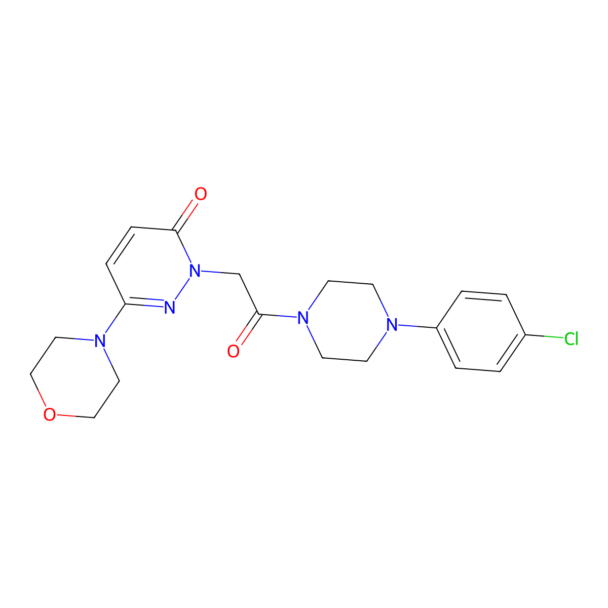 2-{2-[4-(4-chlorophenyl)piperazin-1-yl]-2-oxoethyl}-6-(morpholin-4-yl)pyridazin-3(2H)-one molecular structure, CAS 1282140-53-7