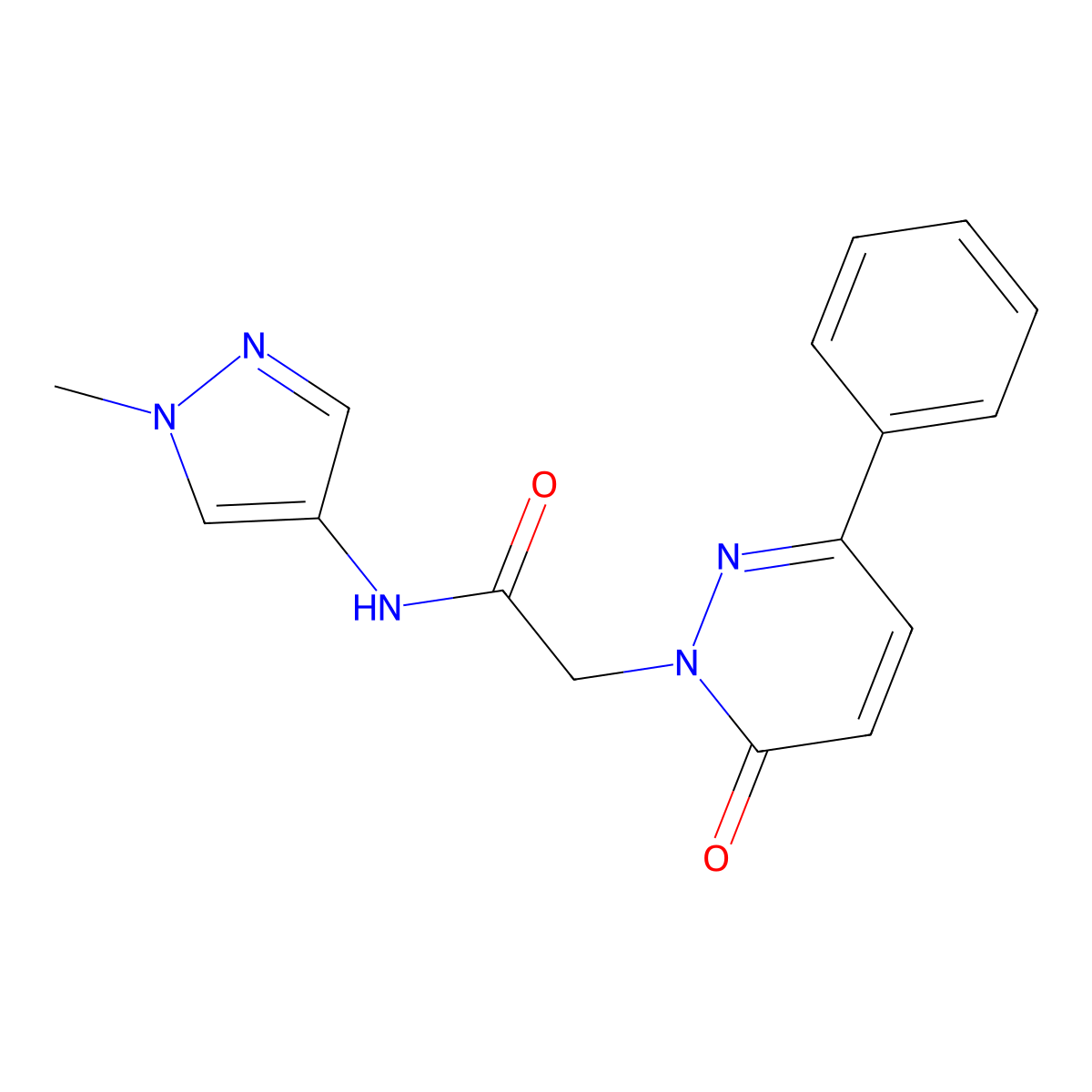 N-(1-methyl-1H-pyrazol-4-yl)-2-(6-oxo-3-phenylpyridazin-1(6H)-yl)acetamide molecular structure, CAS 1282140-55-9