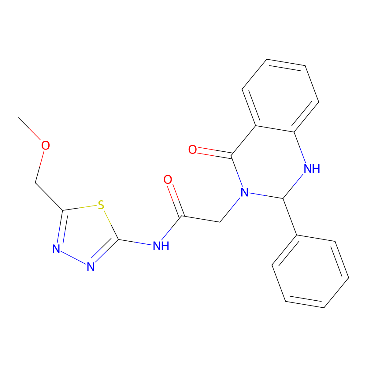 N-[(2Z)-5-(methoxymethyl)-1,3,4-thiadiazol-2(3H)-ylidene]-2-(4-oxo-2-phenyl-1,4-dihydroquinazolin-3(2H)-yl)acetamide molecular structure, CAS 1282140-58-2
