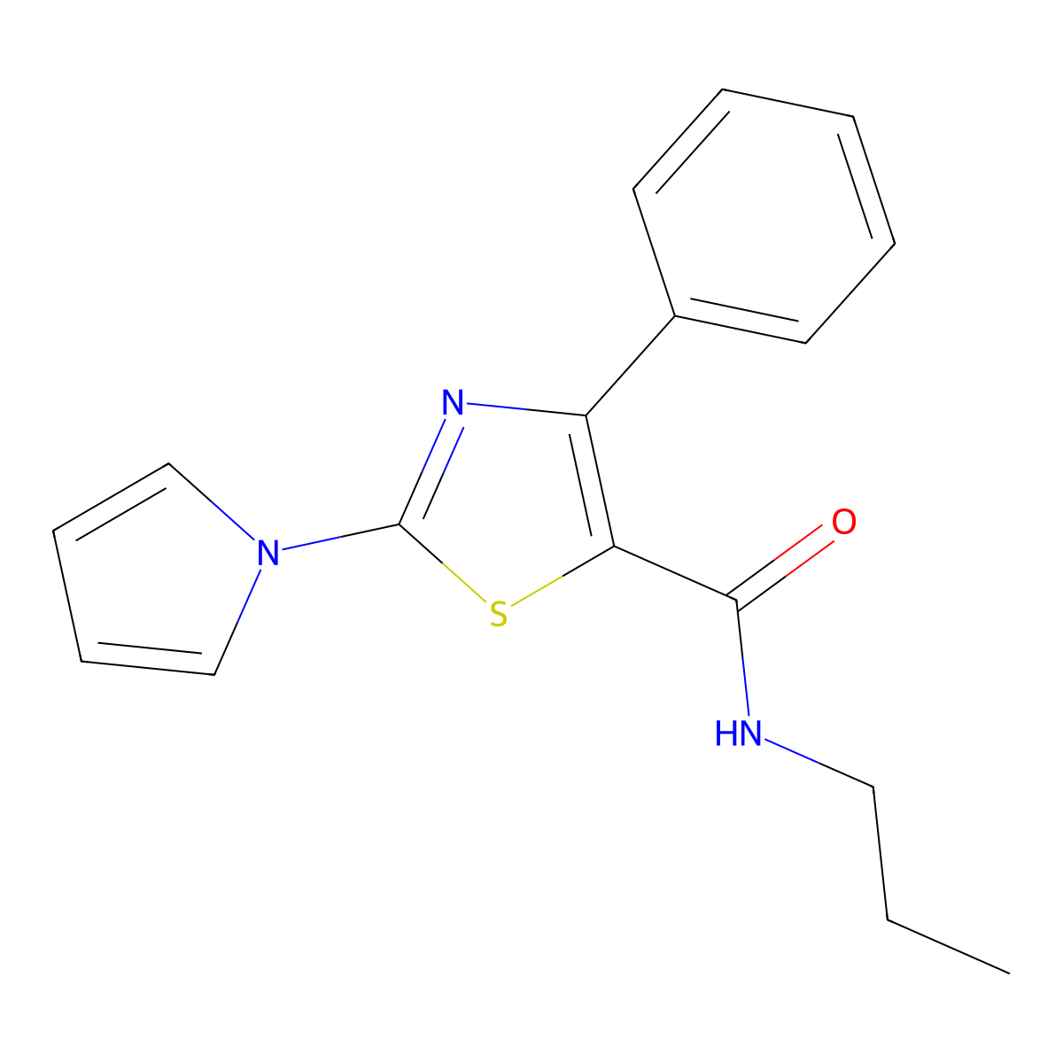 4-phenyl-N-propyl-2-(1H-pyrrol-1-yl)-1,3-thiazole-5-carboxamide molecular structure, CAS 1282140-60-6