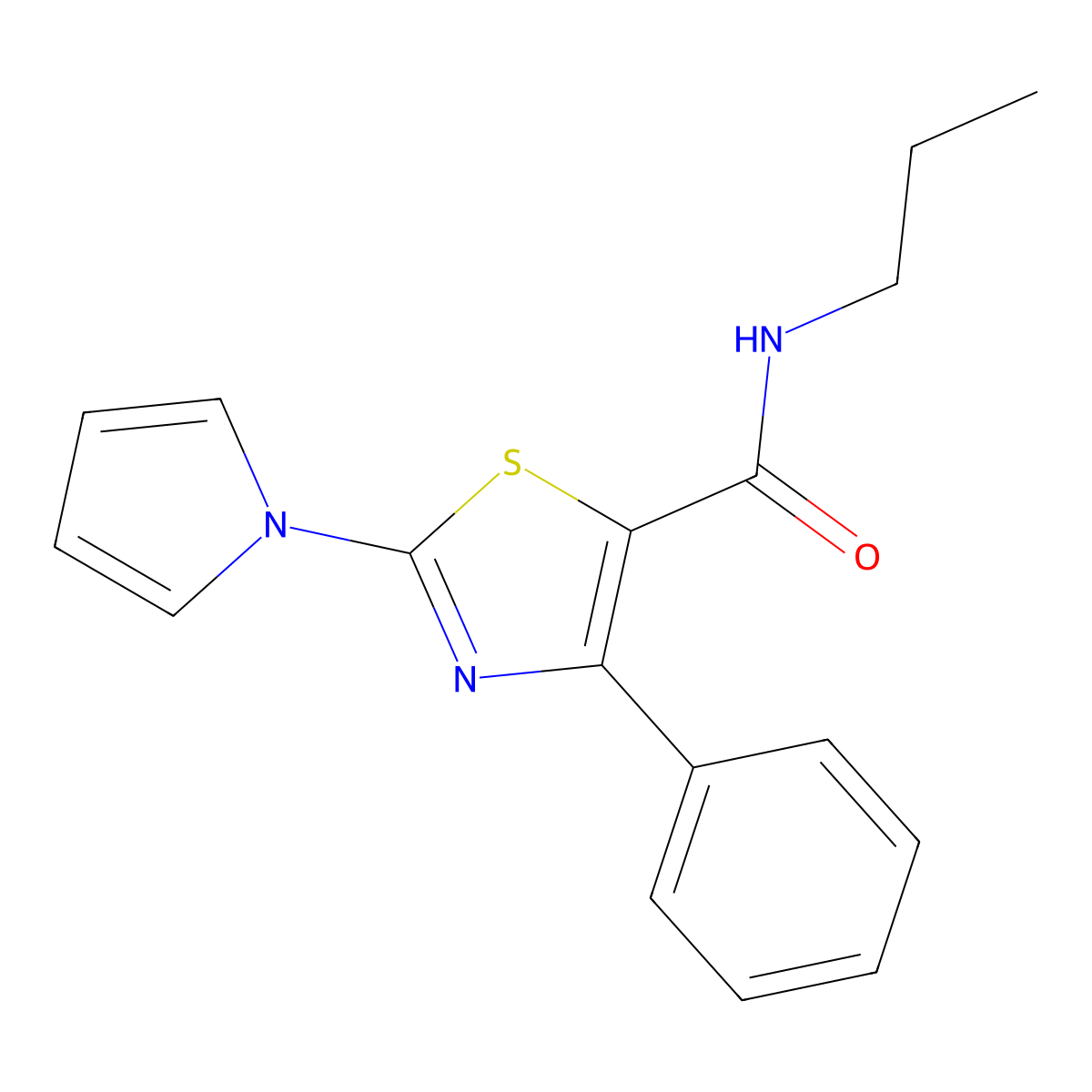 4-phenyl-N-propyl-2-(1H-pyrrol-1-yl)-1,3-thiazole-5-carboxamide molecular structure, CAS 1282140-60-6