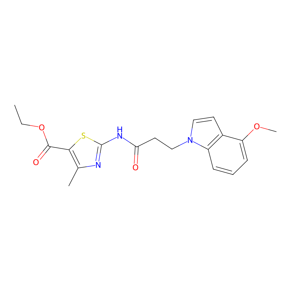 ethyl 2-{[3-(4-methoxy-1H-indol-1-yl)propanoyl]amino}-4-methyl-1,3-thiazole-5-carboxylate molecular structure, CAS 1282140-73-1