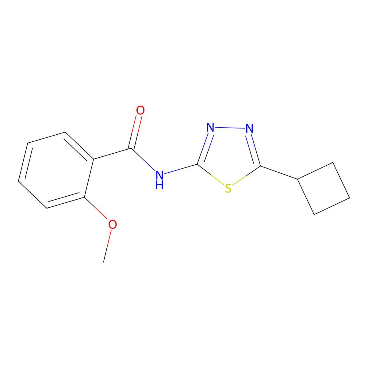 N-(5-cyclobutyl-1,3,4-thiadiazol-2-yl)-2-methoxybenzamide molecular structure, CAS 1282140-95-7