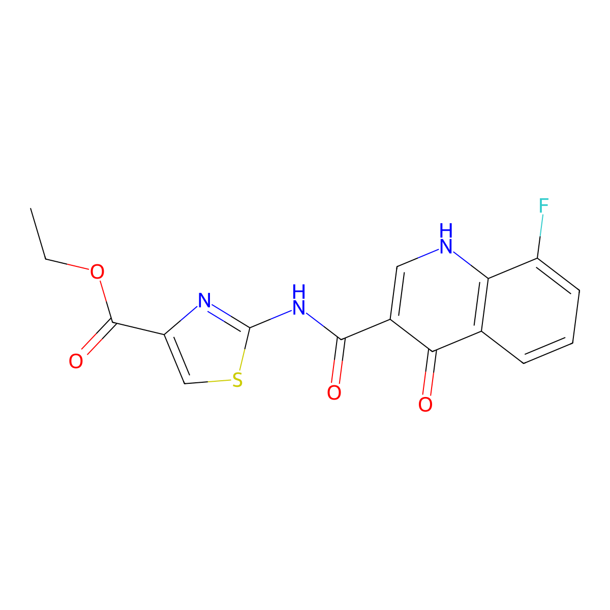 ethyl (2Z)-2-{[(8-fluoro-4-hydroxyquinolin-3-yl)carbonyl]imino}-2,3-dihydro-1,3-thiazole-4-carboxylate molecular structure, CAS 1282140-99-1