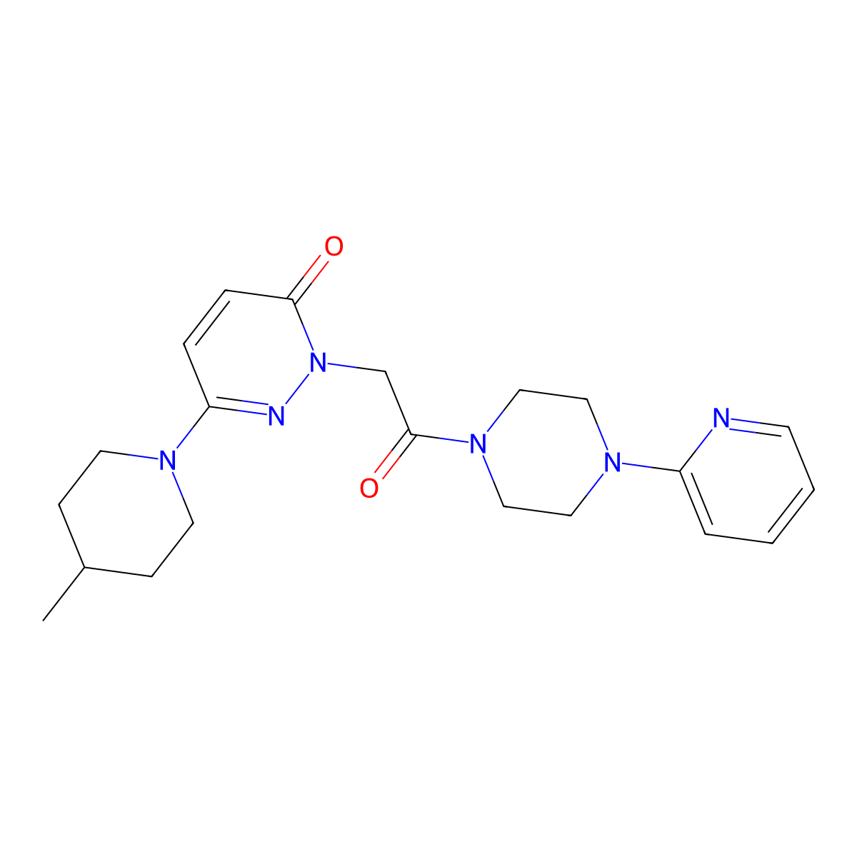 6-(4-methylpiperidin-1-yl)-2-(2-oxo-2-(4-(pyridin-2-yl)piperazin-1-yl)ethyl)pyridazin-3(2H)-one molecular structure, CAS 1282141-37-0