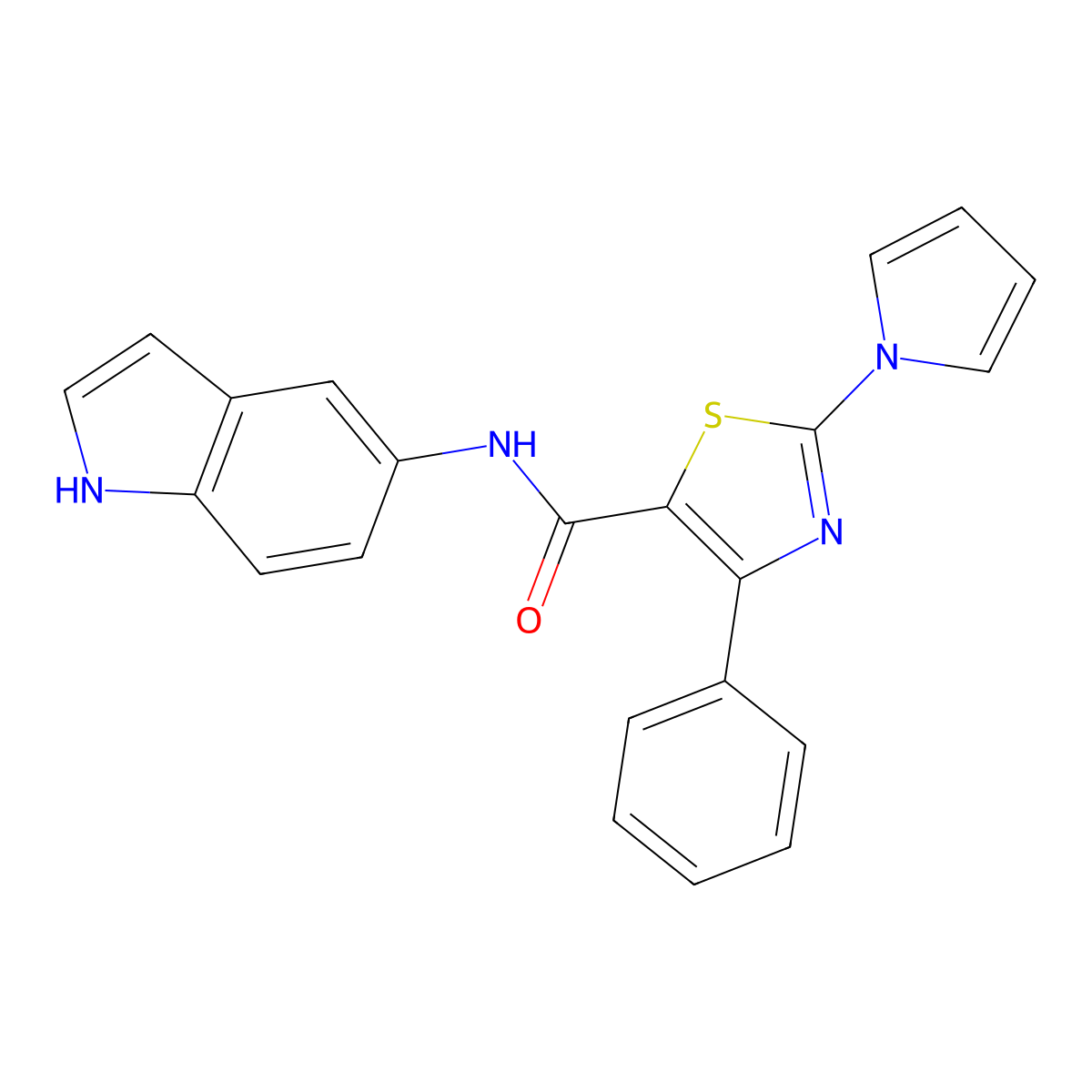 N-(1H-indol-5-yl)-4-phenyl-2-(1H-pyrrol-1-yl)-1,3-thiazole-5-carboxamide molecular structure, CAS 1282141-44-9