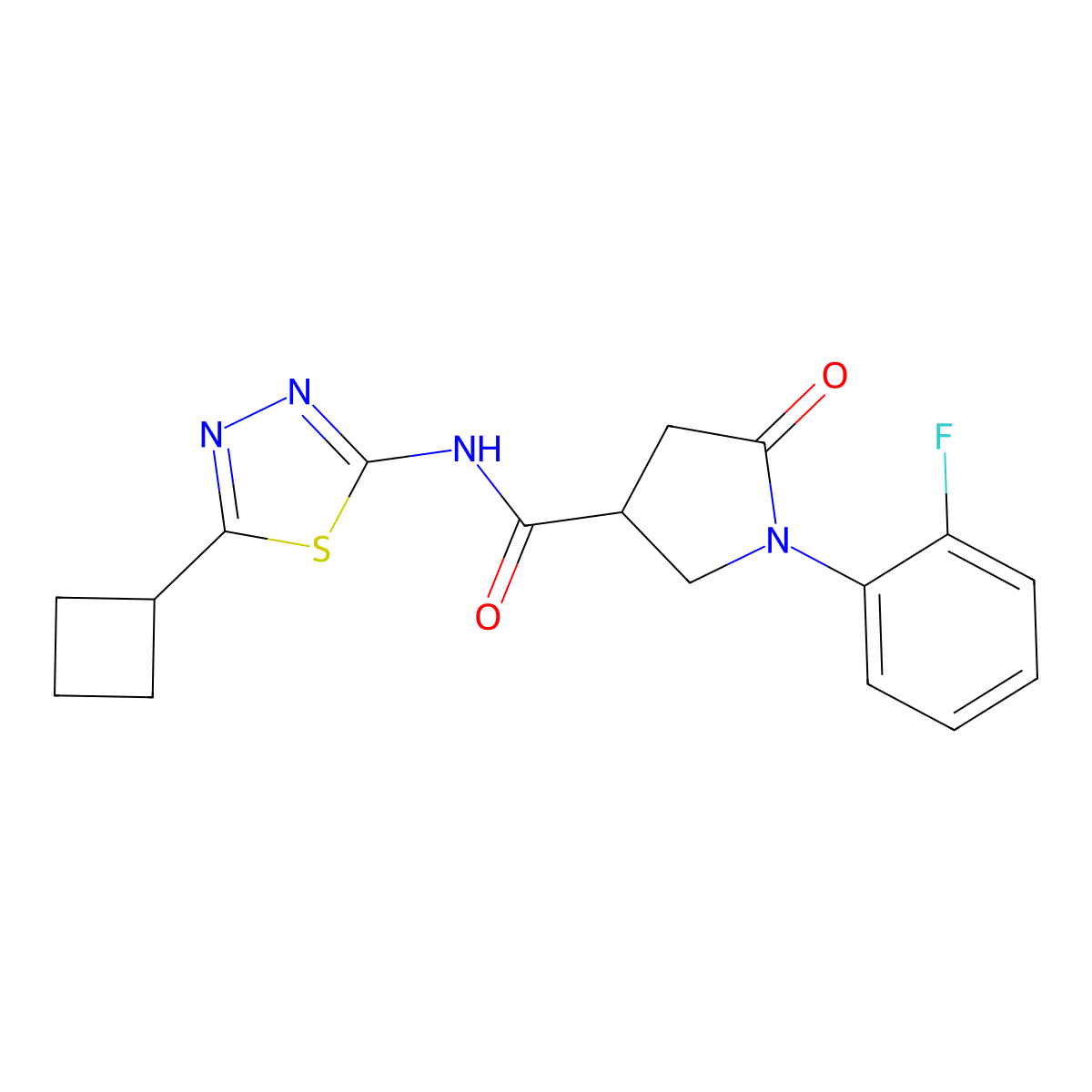 N-(5-cyclobutyl-1,3,4-thiadiazol-2-yl)-1-(2-fluorophenyl)-5-oxopyrrolidine-3-carboxamide molecular structure, CAS 1282141-45-0