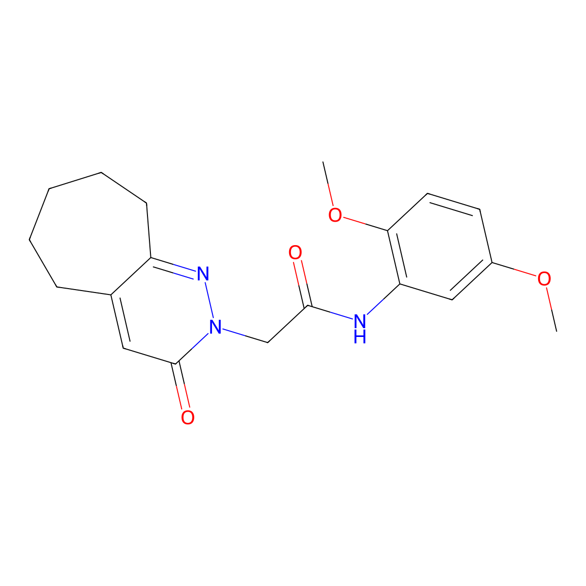 N-(2,5-dimethoxyphenyl)-2-(3-oxo-3,5,6,7,8,9-hexahydro-2H-cyclohepta[c]pyridazin-2-yl)acetamide molecular structure, CAS 1282141-64-3
