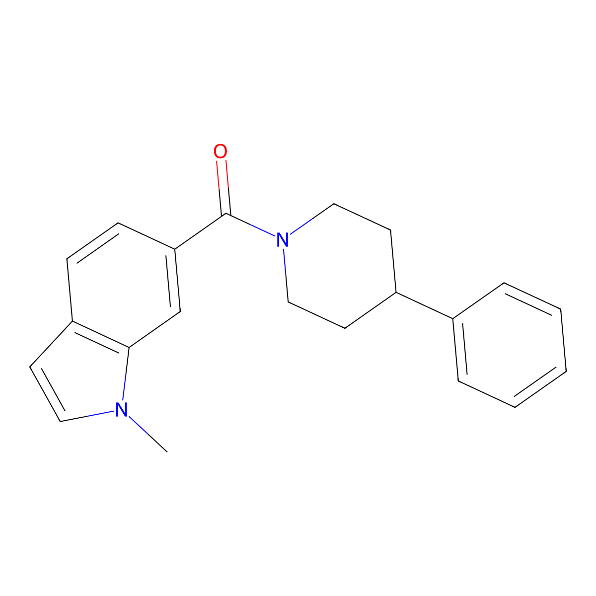 (1-methyl-1H-indol-6-yl)(4-phenylpiperidin-1-yl)methanone molecular structure, CAS 1282141-66-5