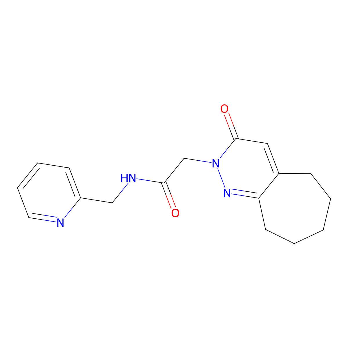 2-(3-oxo-3,5,6,7,8,9-hexahydro-2H-cyclohepta[c]pyridazin-2-yl)-N-(2-pyridylmethyl)acetamide molecular structure, CAS 1282141-76-7