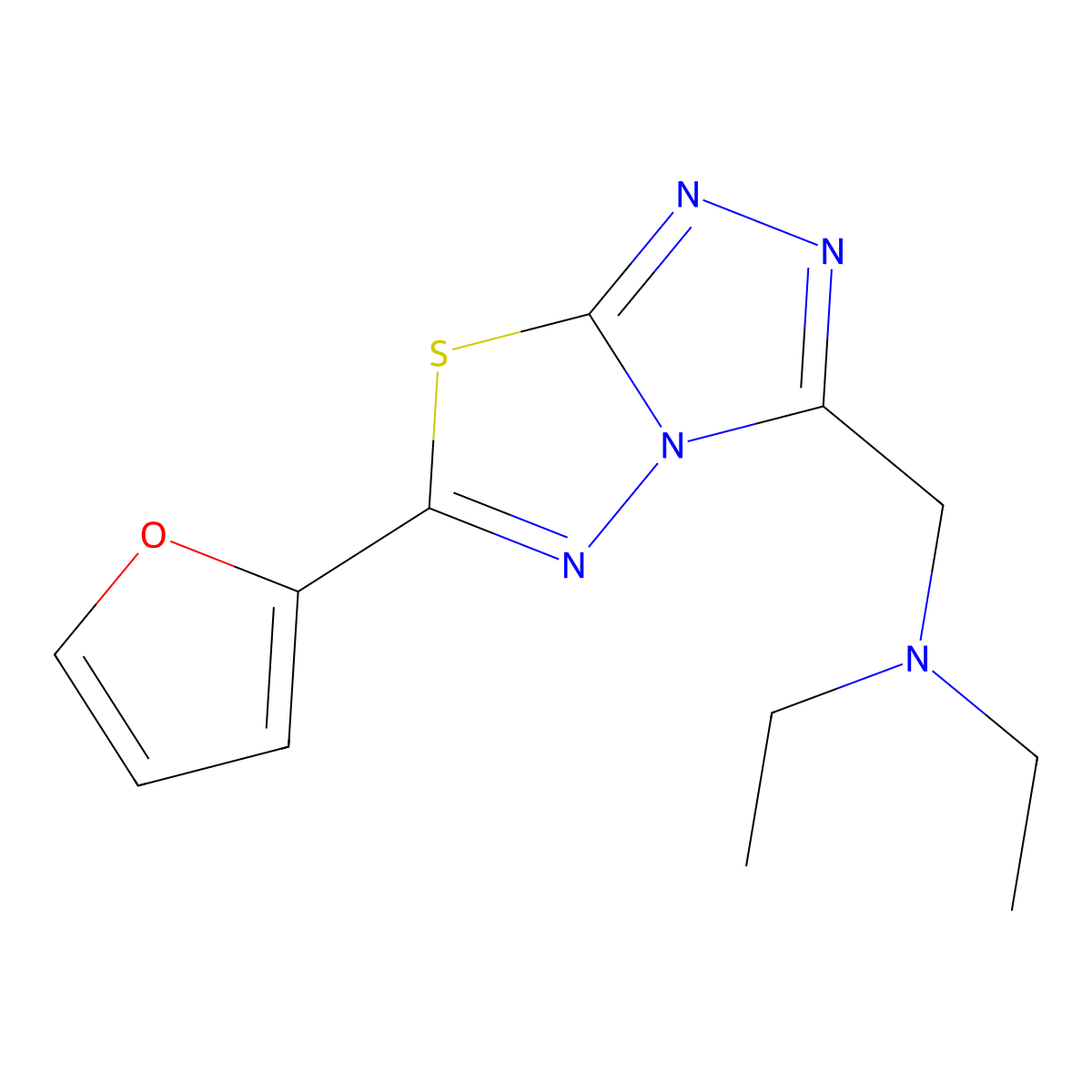 N-ethyl-N-{[6-(furan-2-yl)[1,2,4]triazolo[3,4-b][1,3,4]thiadiazol-3-yl]methyl}ethanamine molecular structure, CAS 1282141-84-7