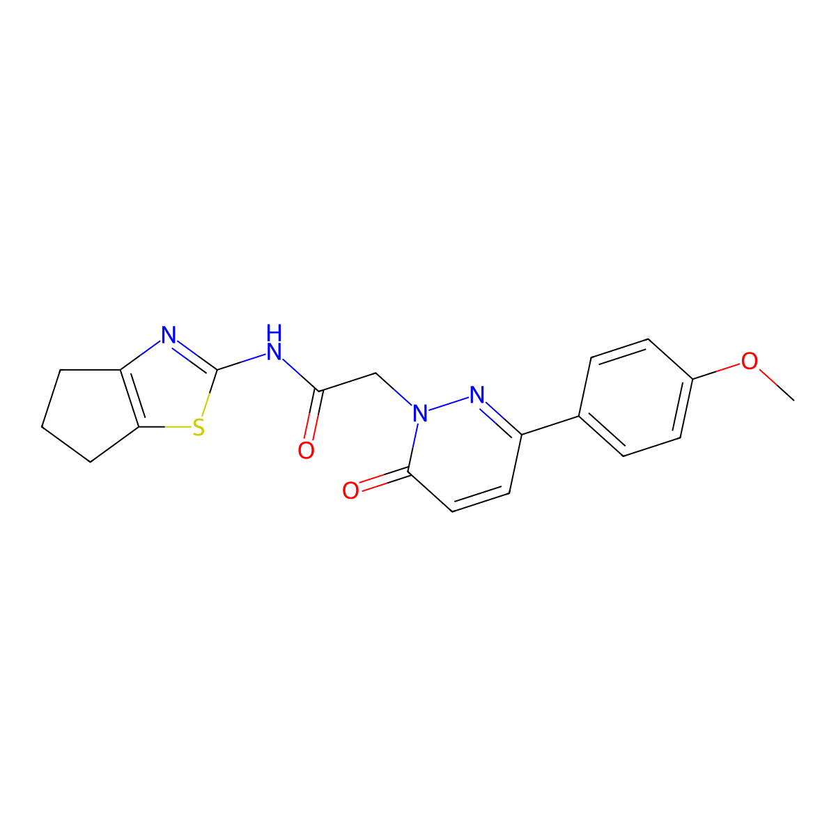 2-[3-(4-methoxyphenyl)-6-oxopyridazin-1(6H)-yl]-N-[(2Z)-3,4,5,6-tetrahydro-2H-cyclopenta[d][1,3]thiazol-2-ylidene]acetamide molecular structure, CAS 1282141-86-9