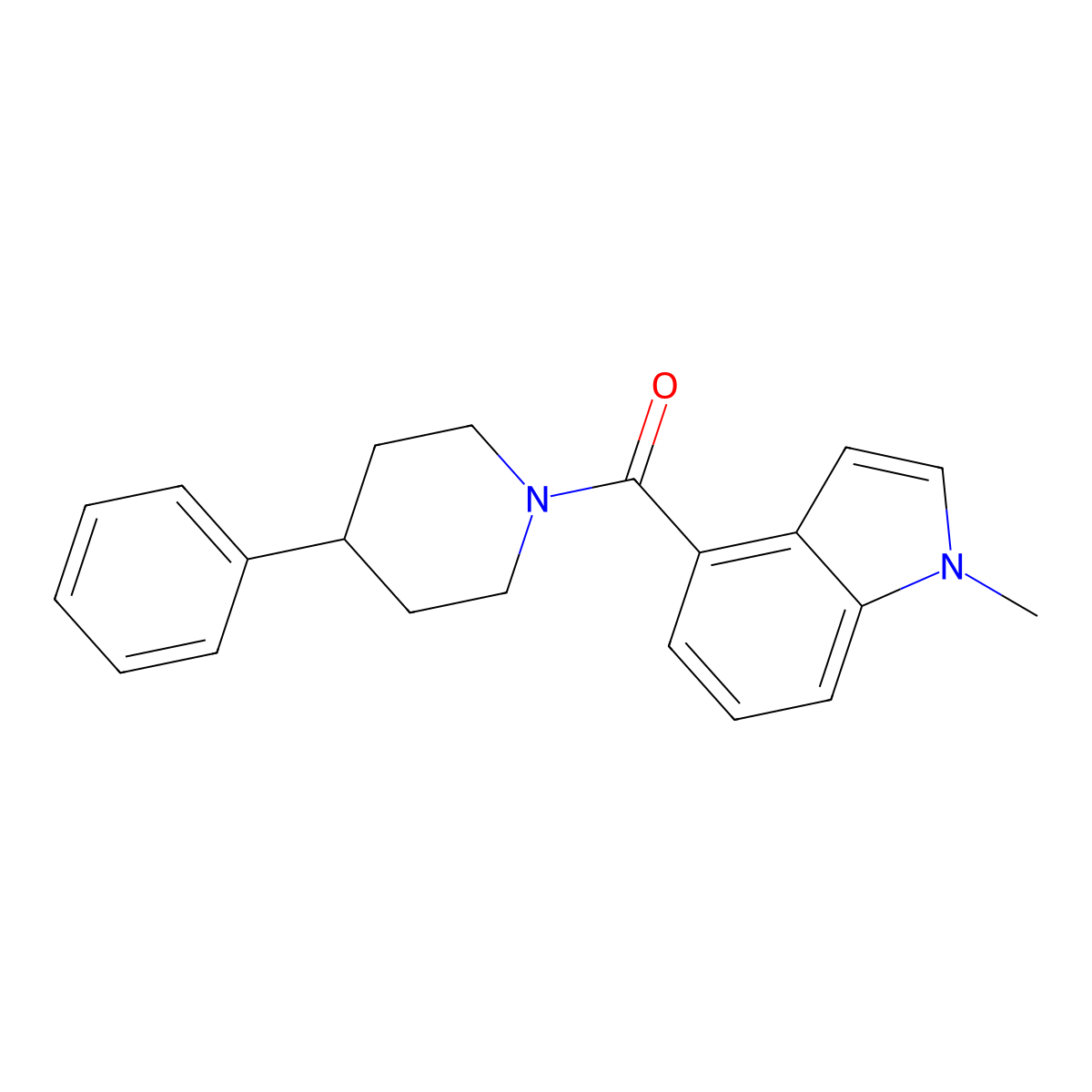 (1-methyl-1H-indol-4-yl)(4-phenylpiperidin-1-yl)methanone molecular structure, CAS 1282141-87-0