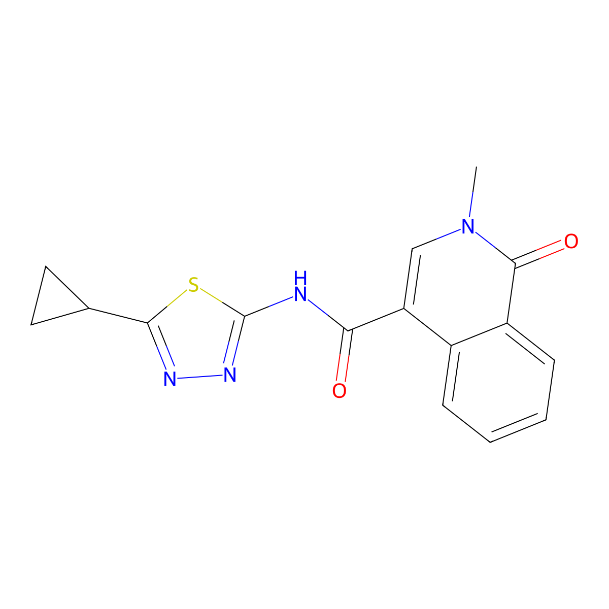 N-(5-cyclopropyl-1,3,4-thiadiazol-2-yl)-2-methyl-1-oxo-1,2-dihydroisoquinoline-4-carboxamide molecular structure, CAS 1282141-95-0