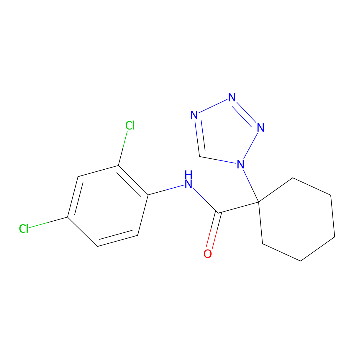 N-(2,4-dichlorophenyl)-1-(1H-tetrazol-1-yl)cyclohexanecarboxamide molecular structure, CAS 1282141-98-3