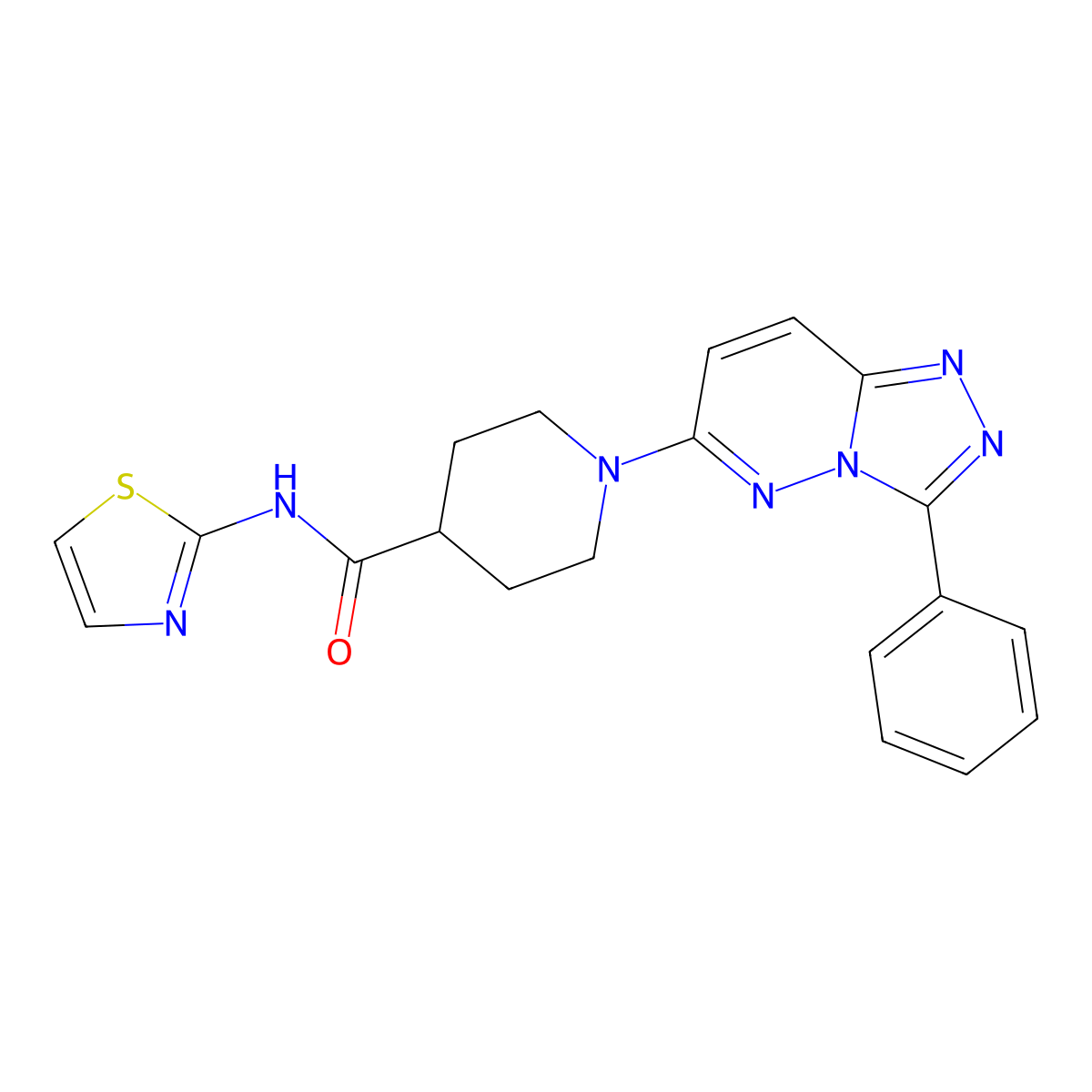 1-(3-phenyl[1,2,4]triazolo[4,3-b]pyridazin-6-yl)-N-(1,3-thiazol-2-yl)piperidine-4-carboxamide molecular structure, CAS 1282142-17-9