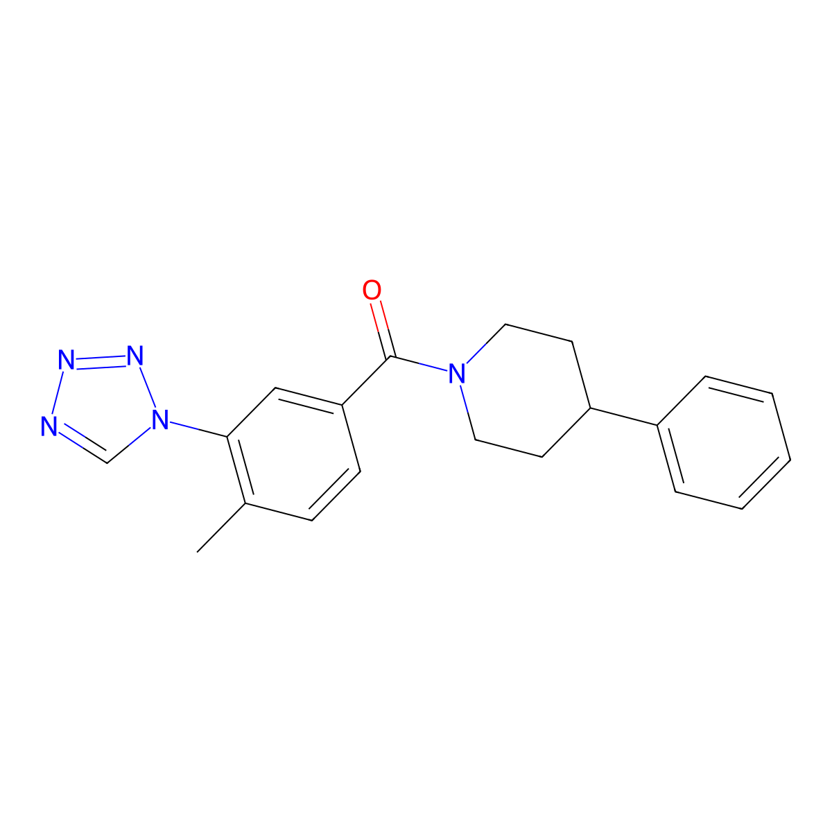 [4-methyl-3-(1H-tetrazol-1-yl)phenyl](4-phenylpiperidin-1-yl)methanone molecular structure, CAS 1282142-34-0